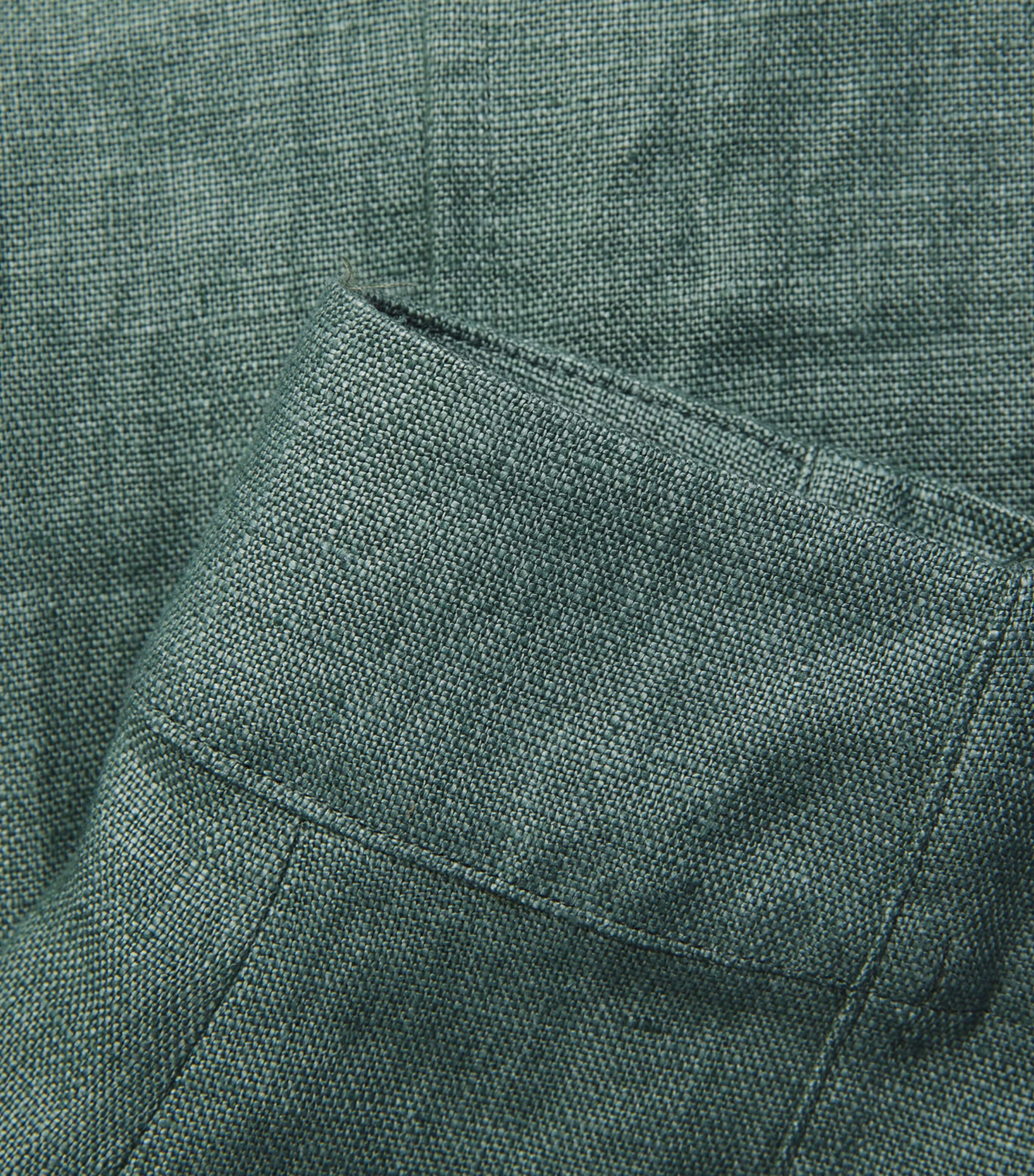 IM MEN Mens Tough Linen Pleated Trousers Dark Green Image 6