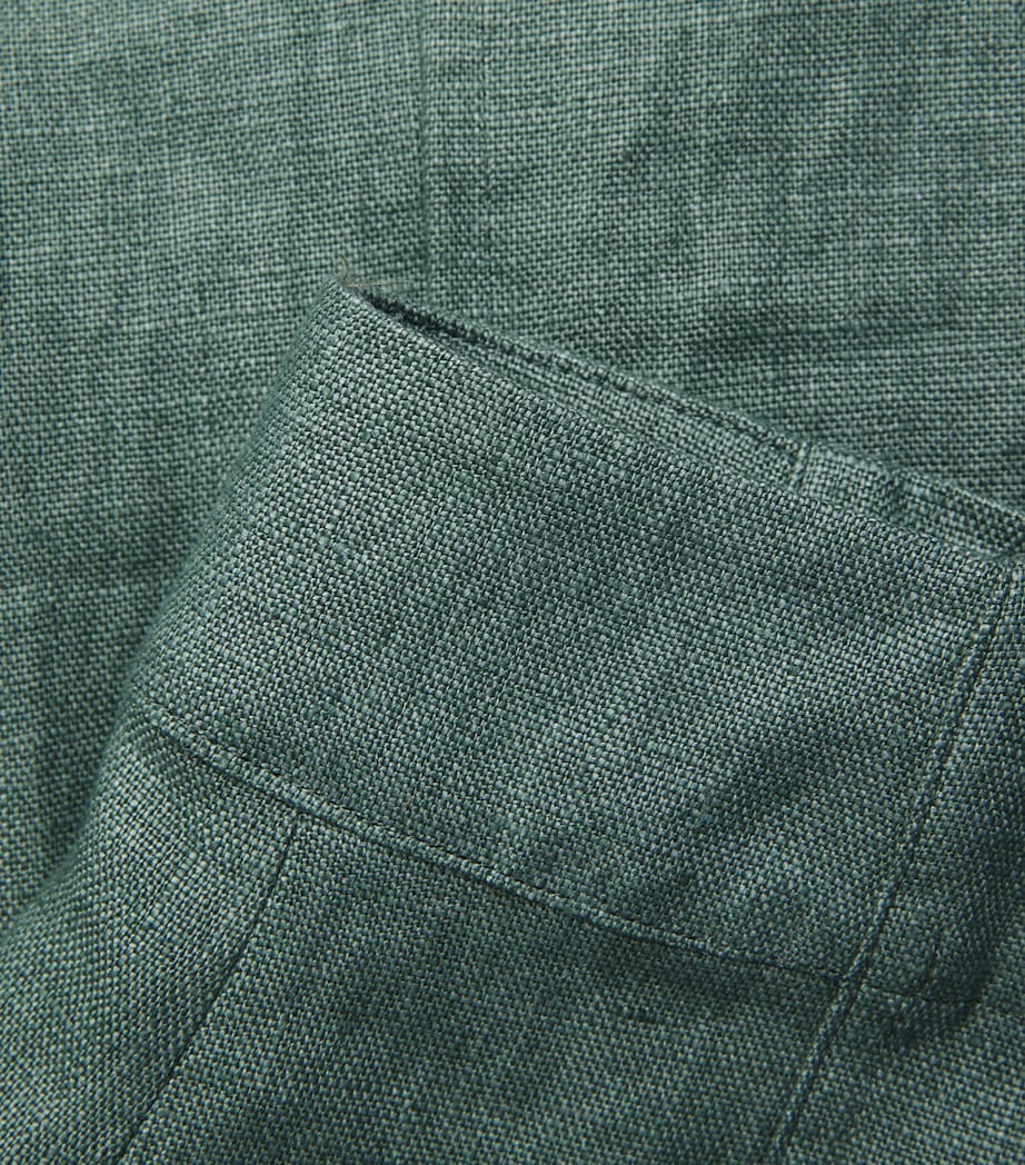 IM MEN Mens Tough Linen Pleated Trousers Dark Green Image 6