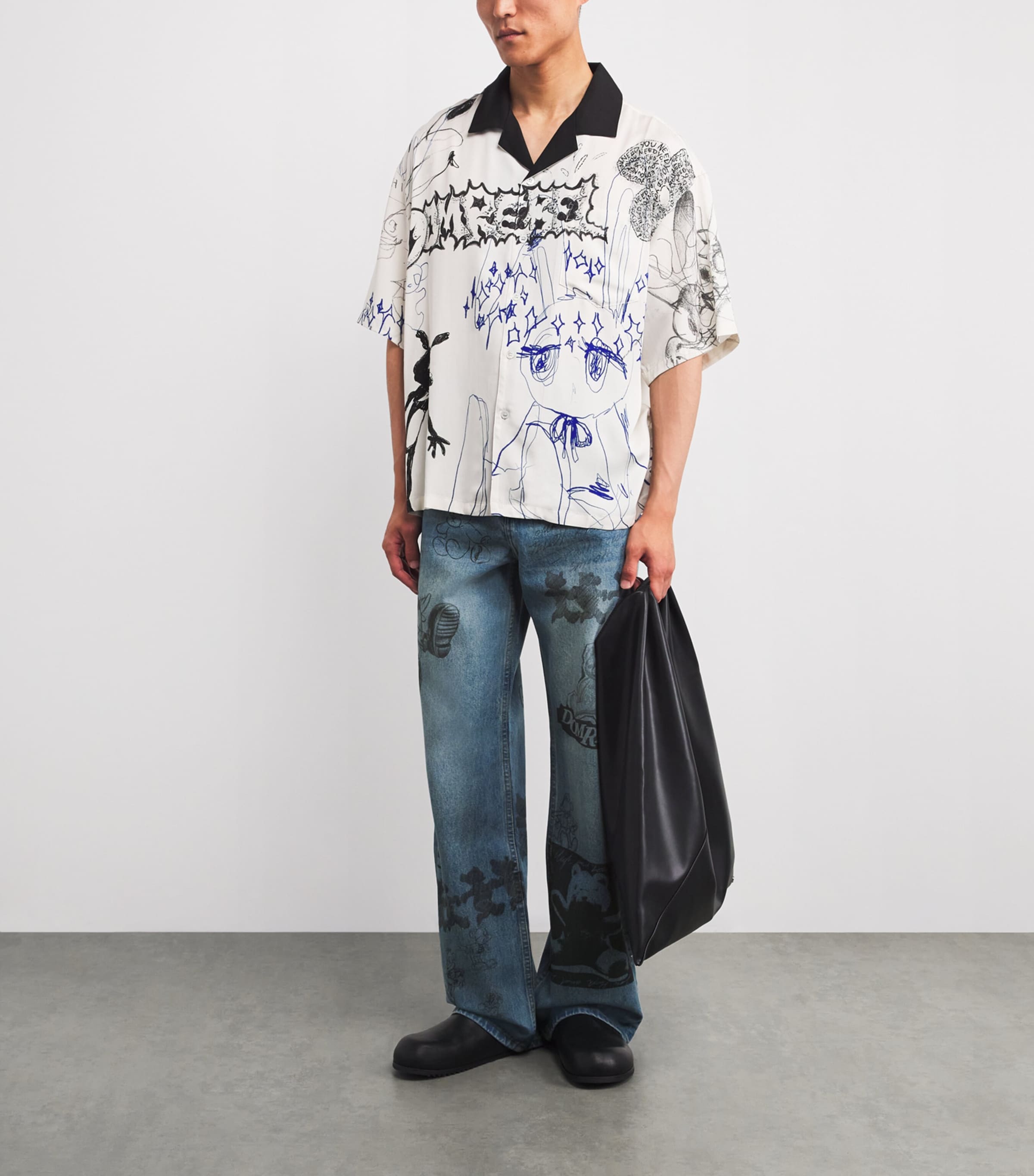 DOMREBEL Mens Sketch Bootcut Jeans Mid Blue Image 2
