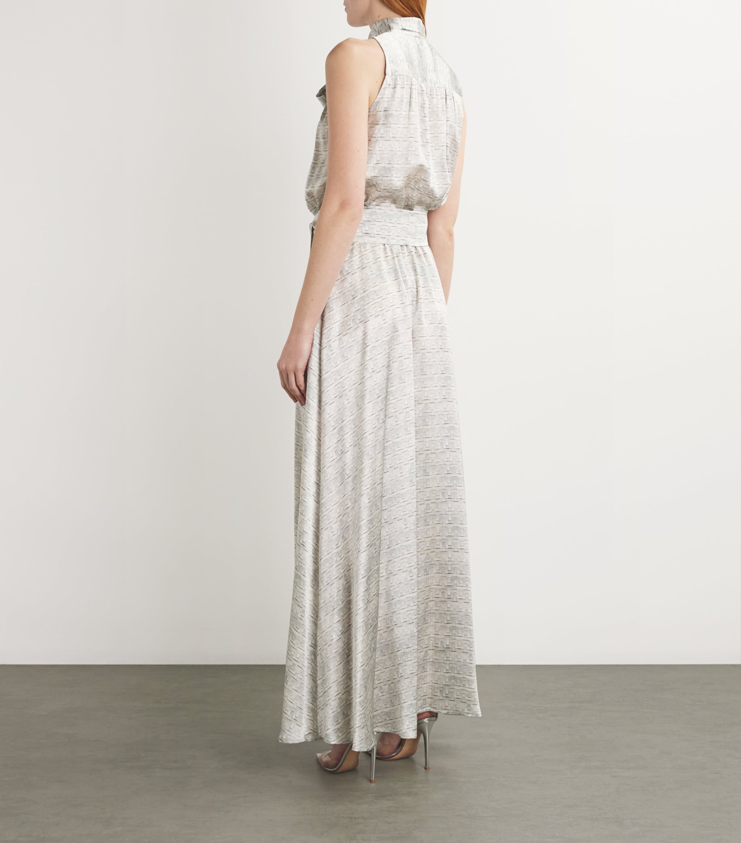 Kiton Womens Silk Printed Maxi Dress Sky Blue Image 3