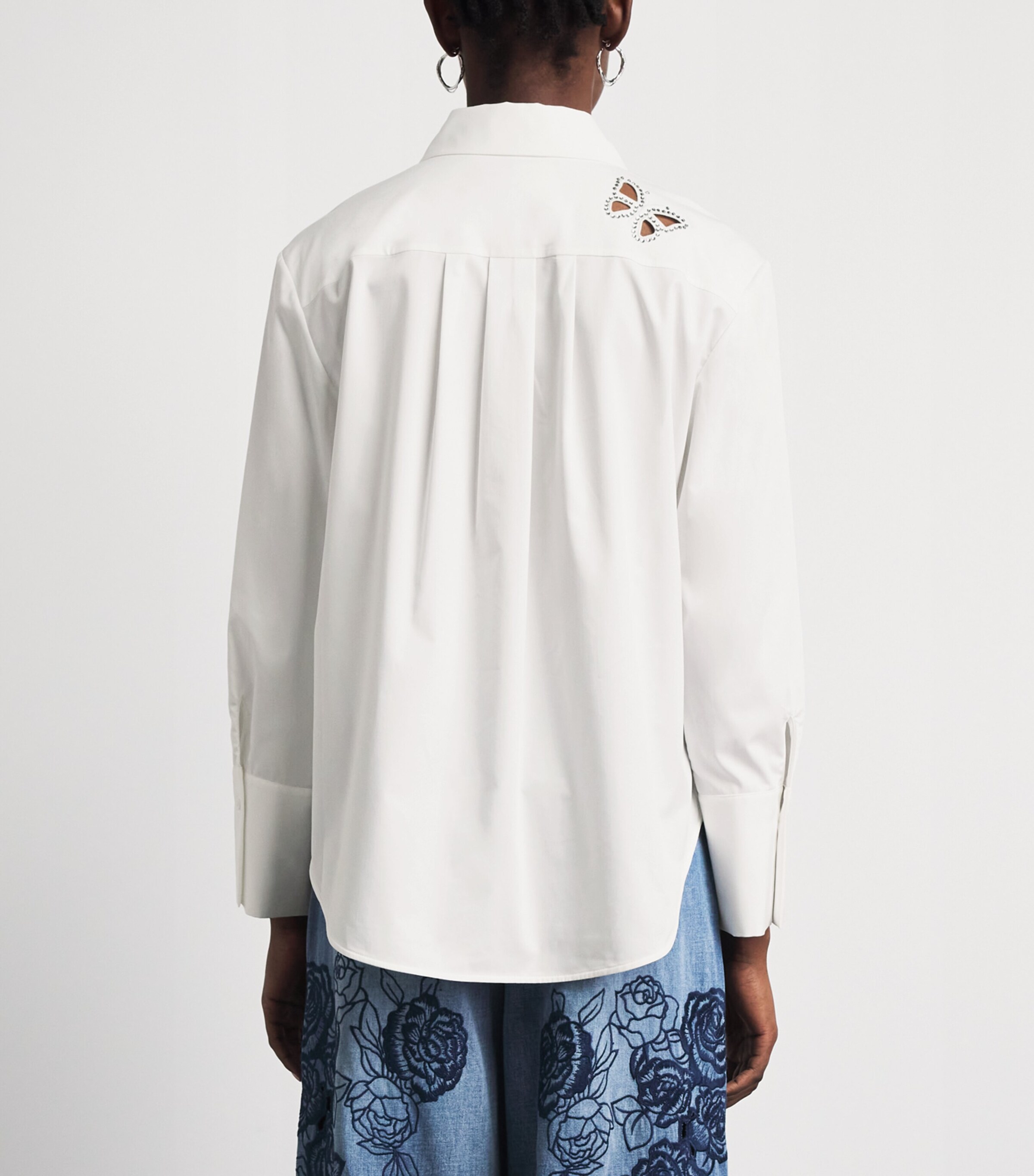 Alice+Olivia Womens Embellished Finely Shirt Off Wht/slv Crs Image 5