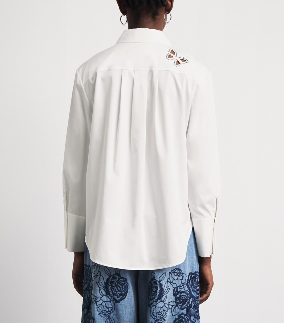 Alice+Olivia Womens Embellished Finely Shirt Off Wht/slv Crs Image 5