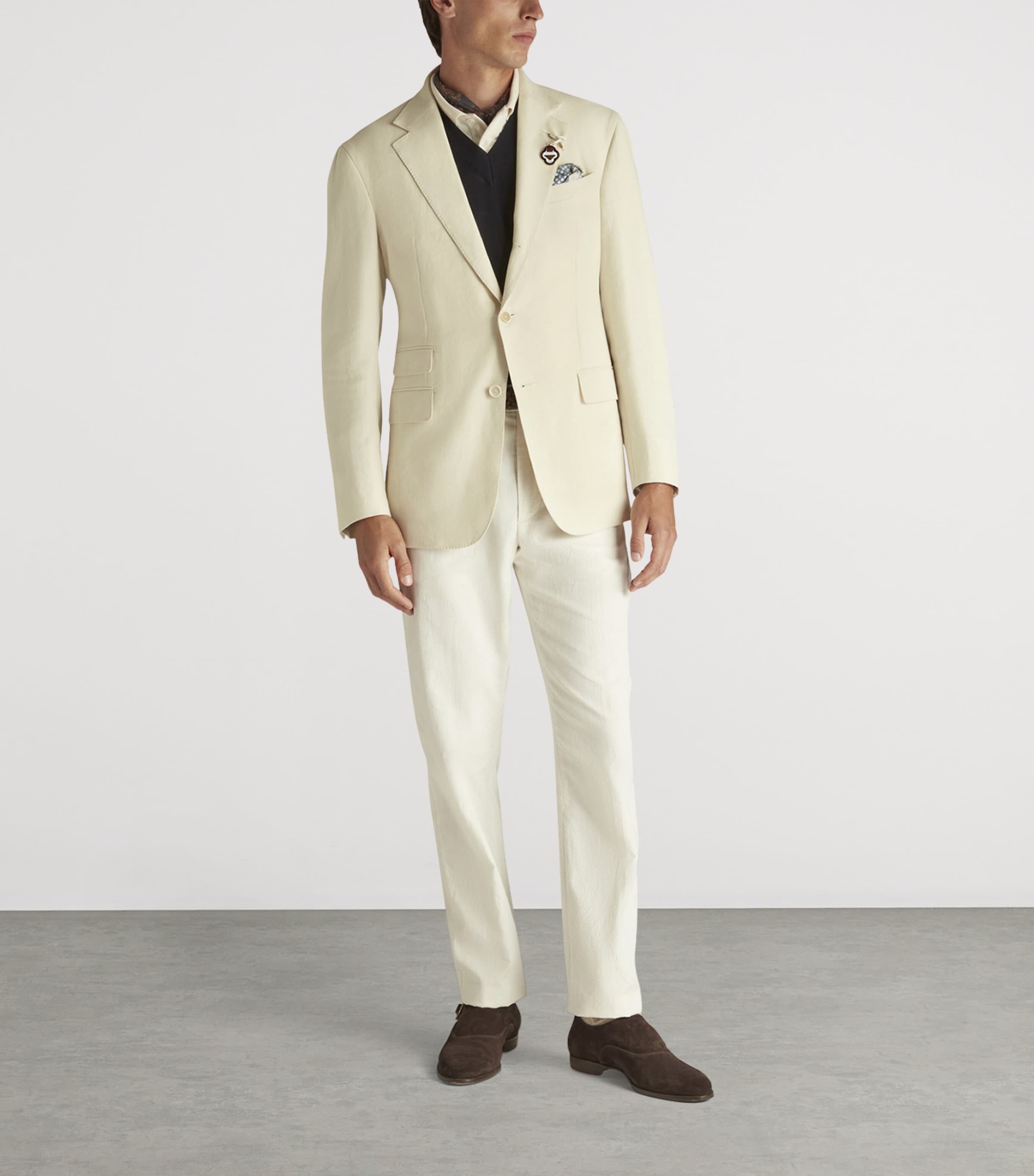 Merino V-Neck Sweater 416HOUSE NAVY Image 2