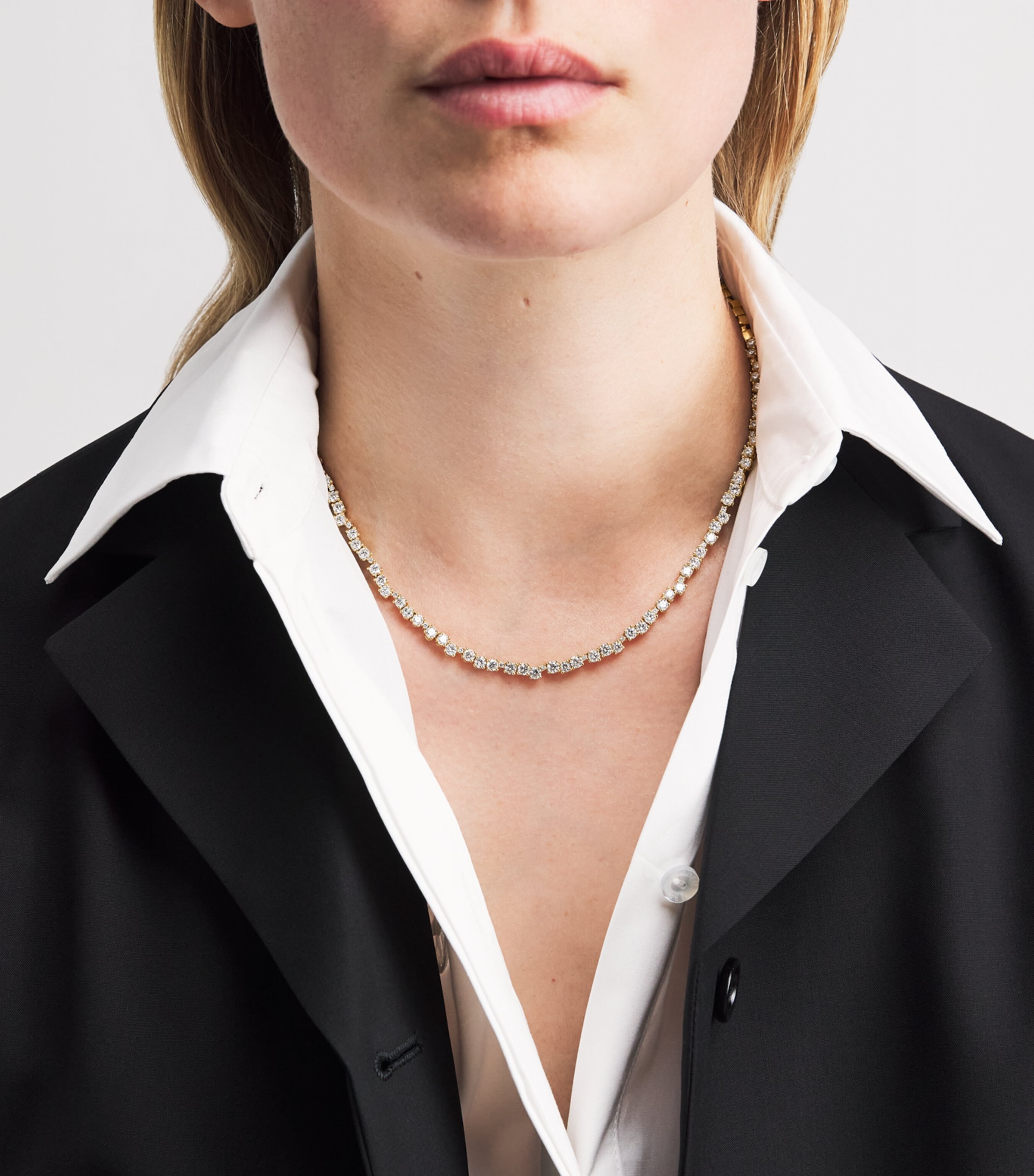 Suzanne Kalan Yellow Gold and Round Diamond Deco Tennis Necklace Yg/wd Image 2