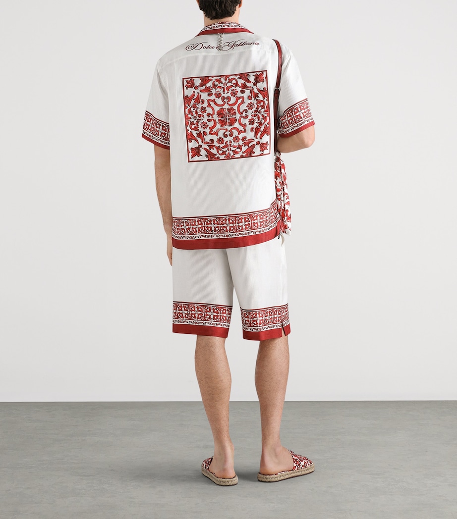 Dolce&Gabbana Mens Silk Printed Shorts Maiolica Ru Image 3