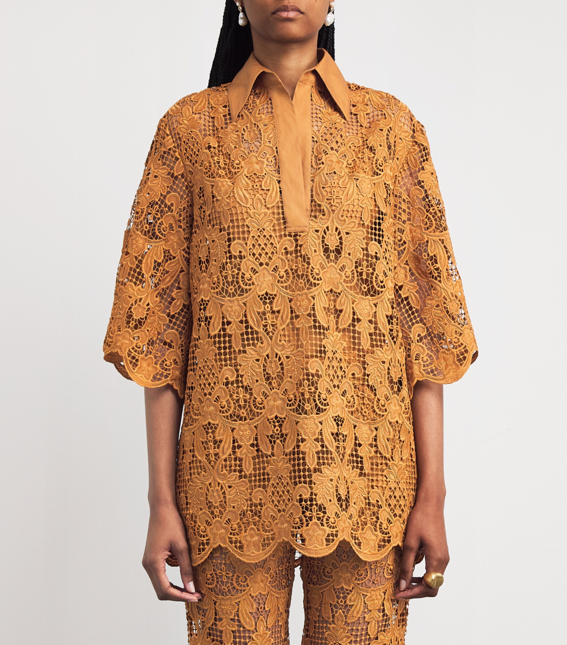 Zimmermann Womens Lace Coco Tunic Top Bis Biscuit Image 4