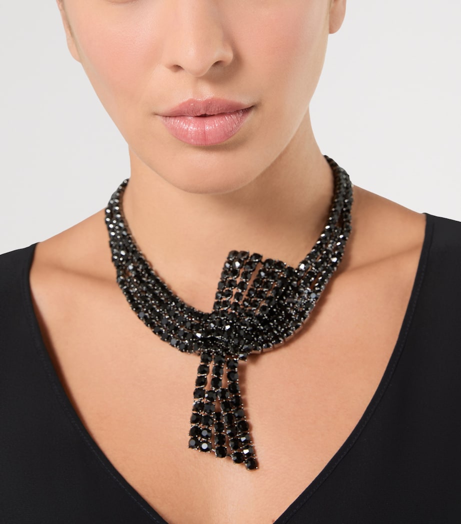 Marina Rinaldi Rhinestone-Embellished Butterfly Choker Black Image 2