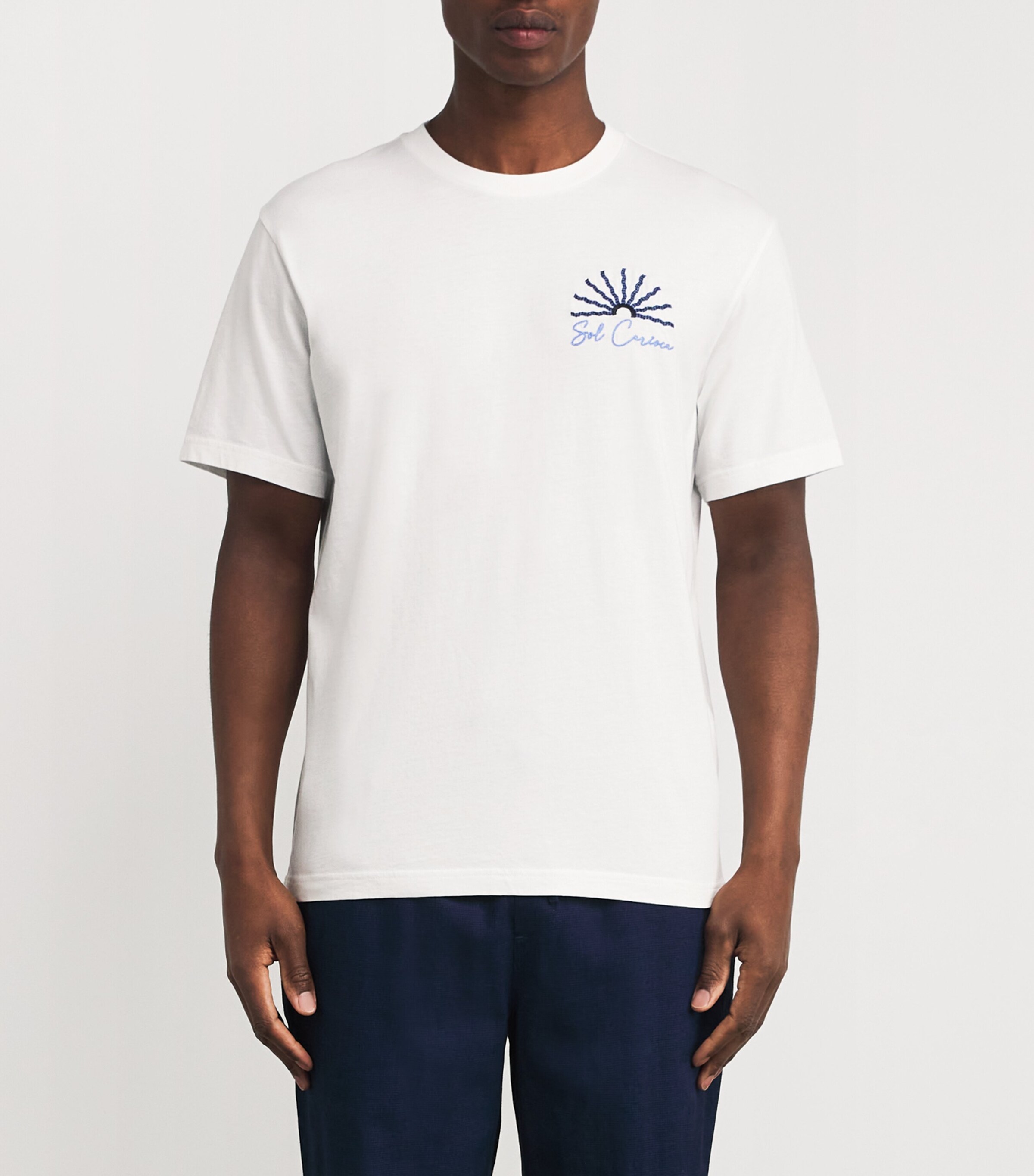 Frescobol Carioca Mens Organic Cotton Embroidered Dinis T-Shirt White Image 3