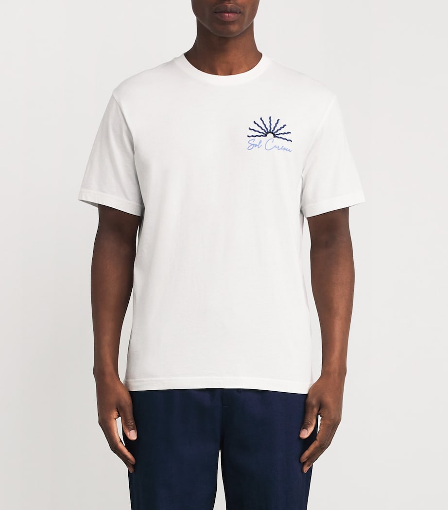 Frescobol Carioca Mens Organic Cotton Embroidered Dinis T-Shirt White Image 3