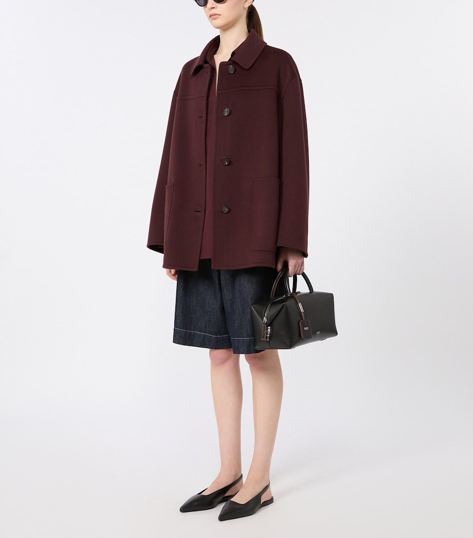 Max Mara Womens Virgin Wool Short Coat Dark Red Image 2