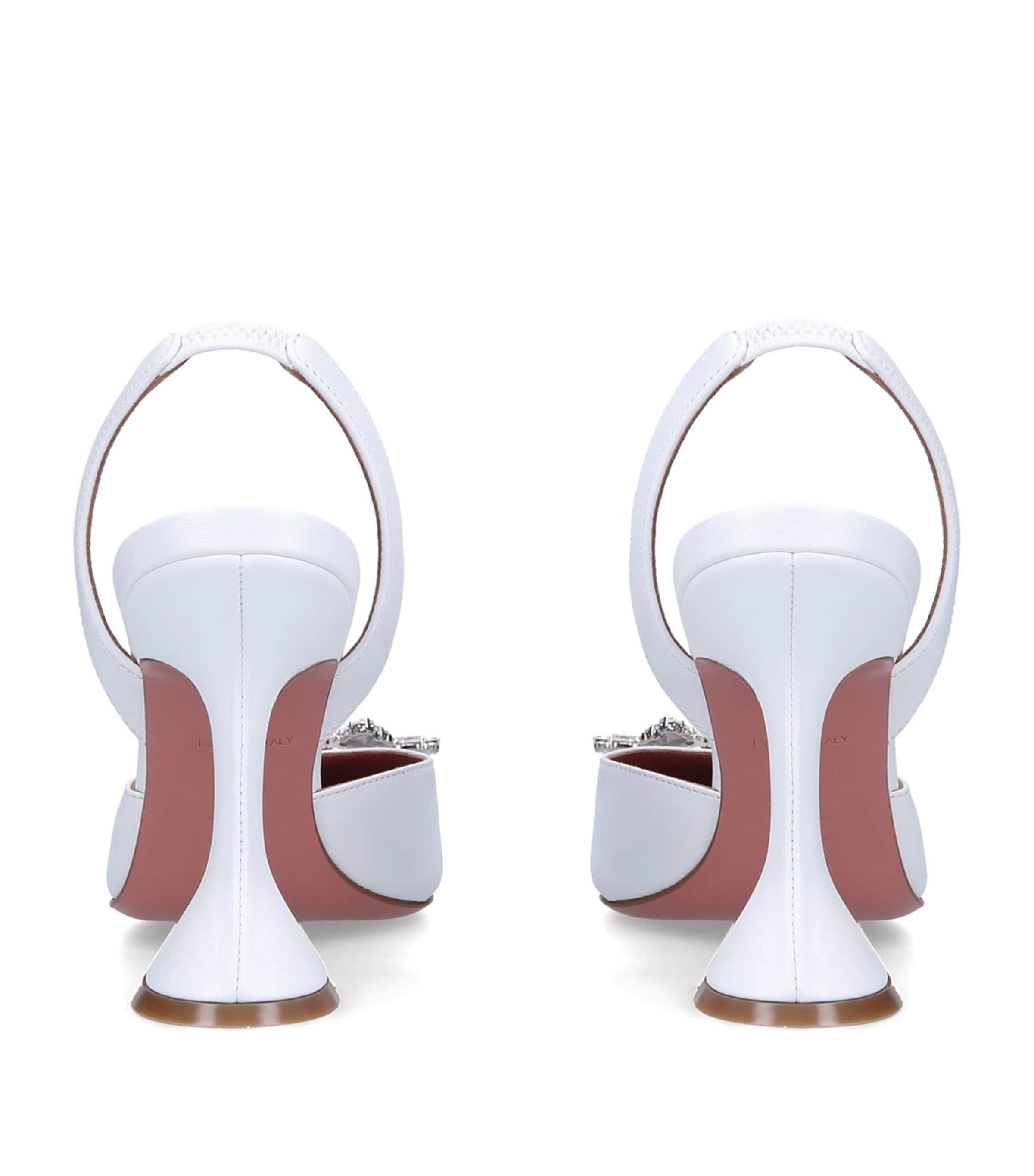 Leather Begum Slingback Pumps 95 WHITE Image 3
