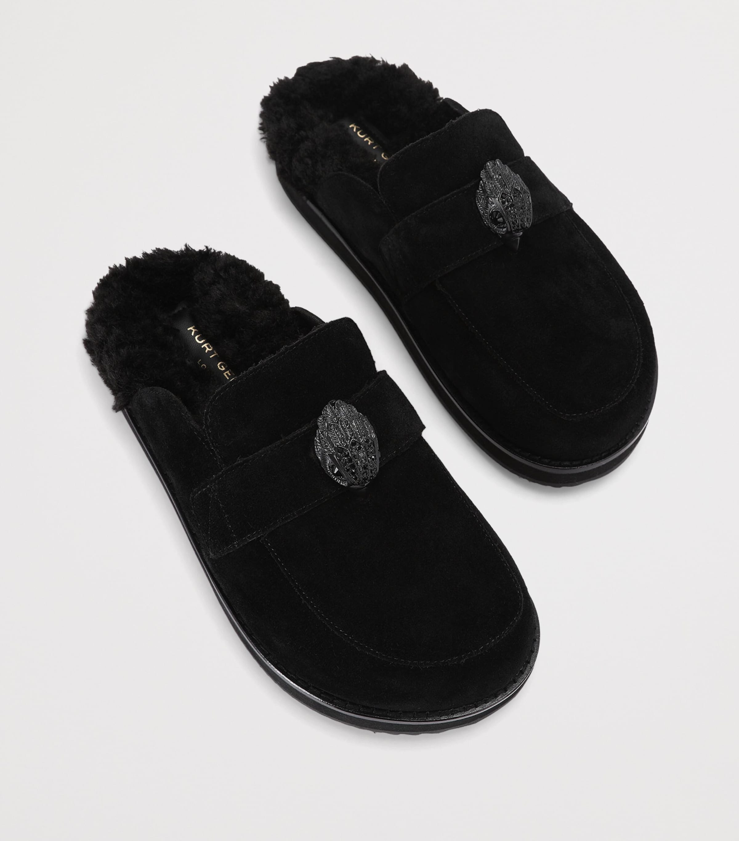 Kurt Geiger London Suede Eagle Clog Mules Black Image 4