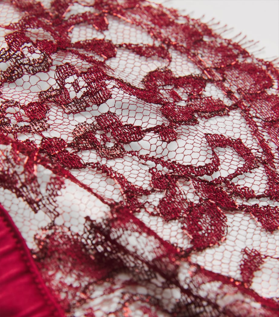 Lace-Silk Naraya Suspender Belt BORDEAUX Image 4