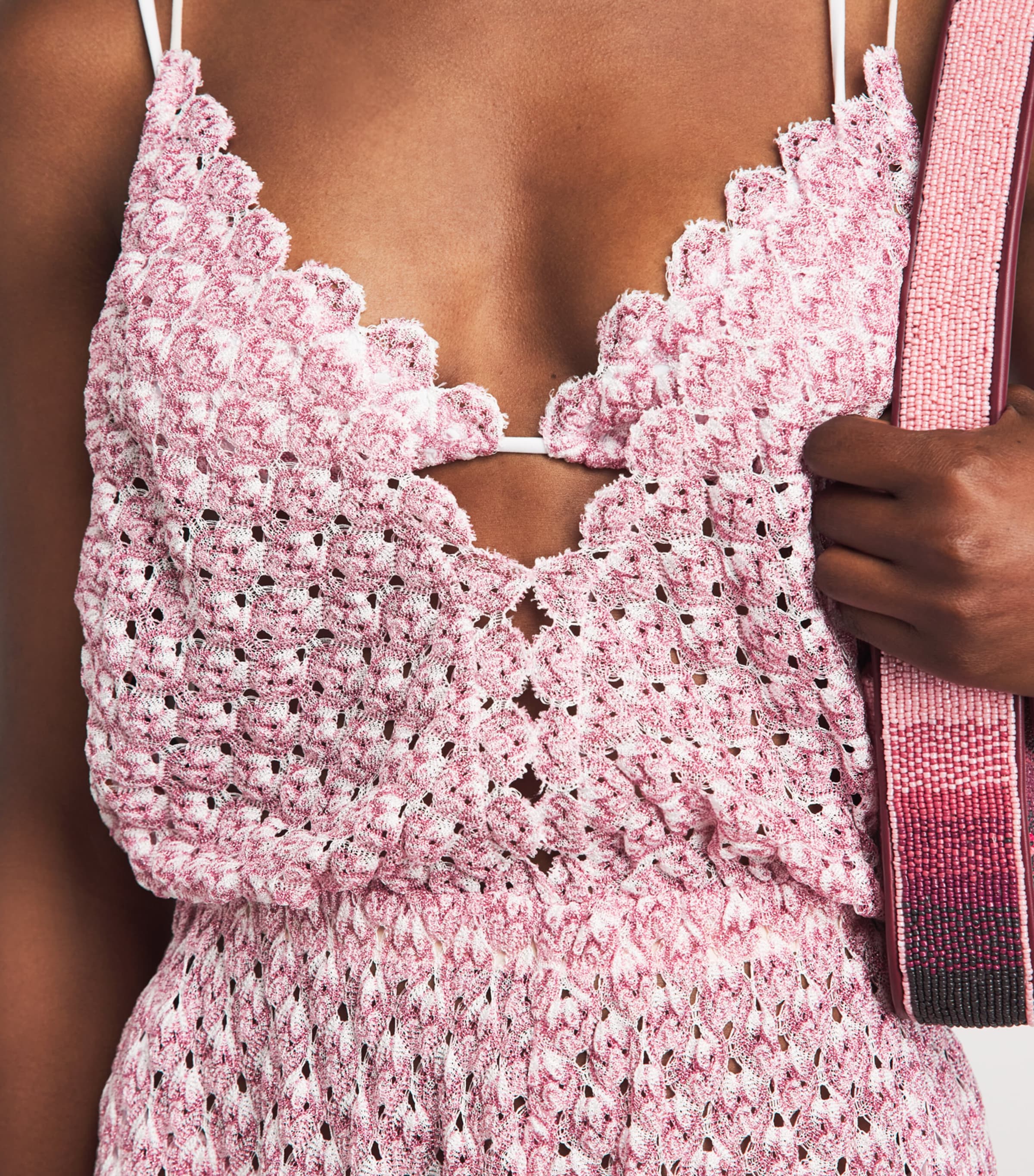 Missoni Womens Metallic V-Neck Jumpsuit Pink Image 3