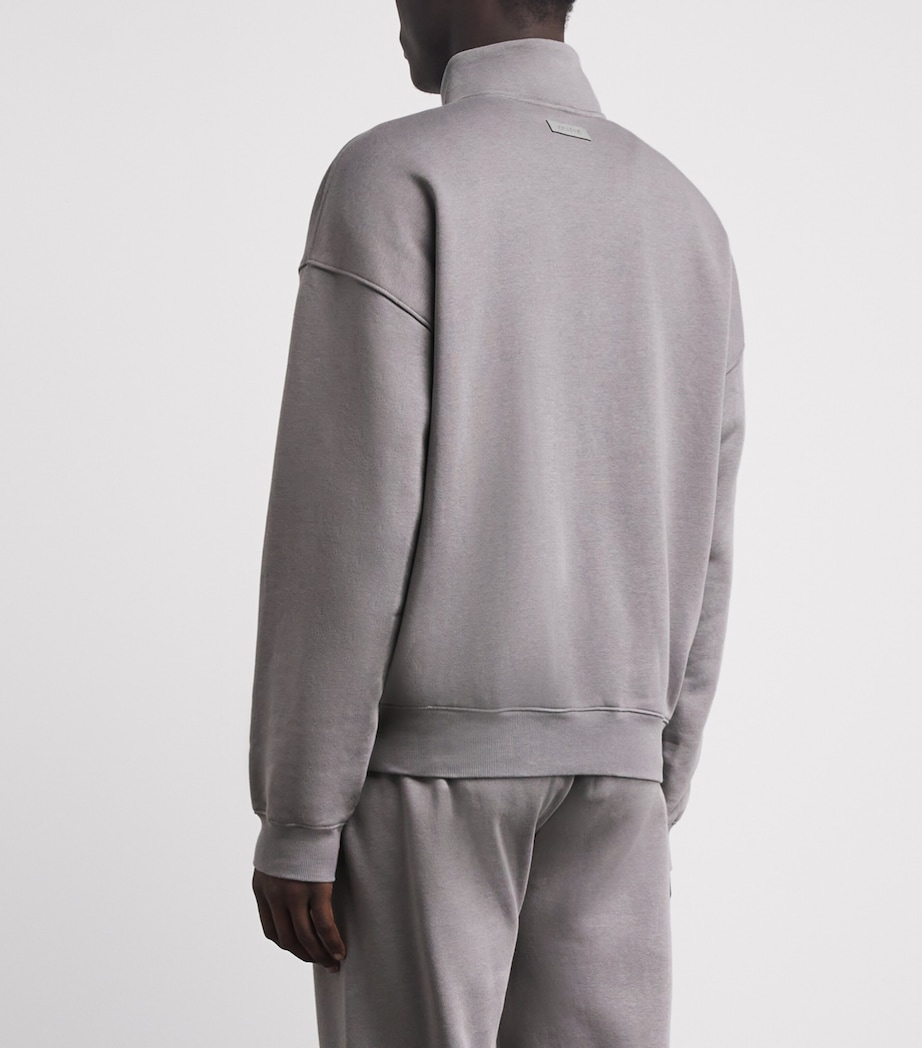 Skims Mens Fleece Lounge Relaxed Half-Zip Sweatshirt Tp Scl Shadow Image 5