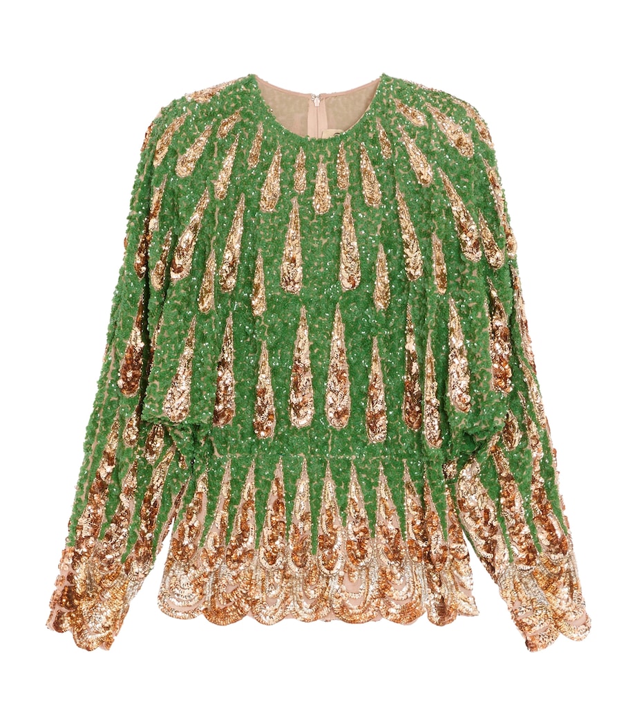 Valentino Womens Silk Sequinned Blouse Image 1