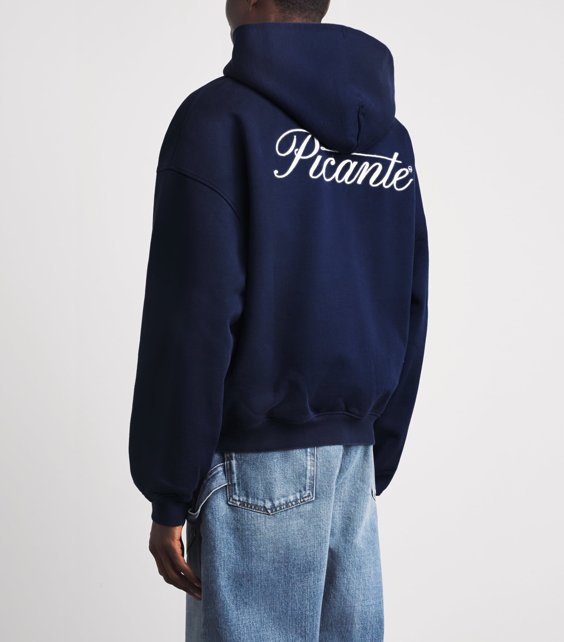 Picante Mens Organic Cotton Tailor Logo Hoodie Navy Image 5