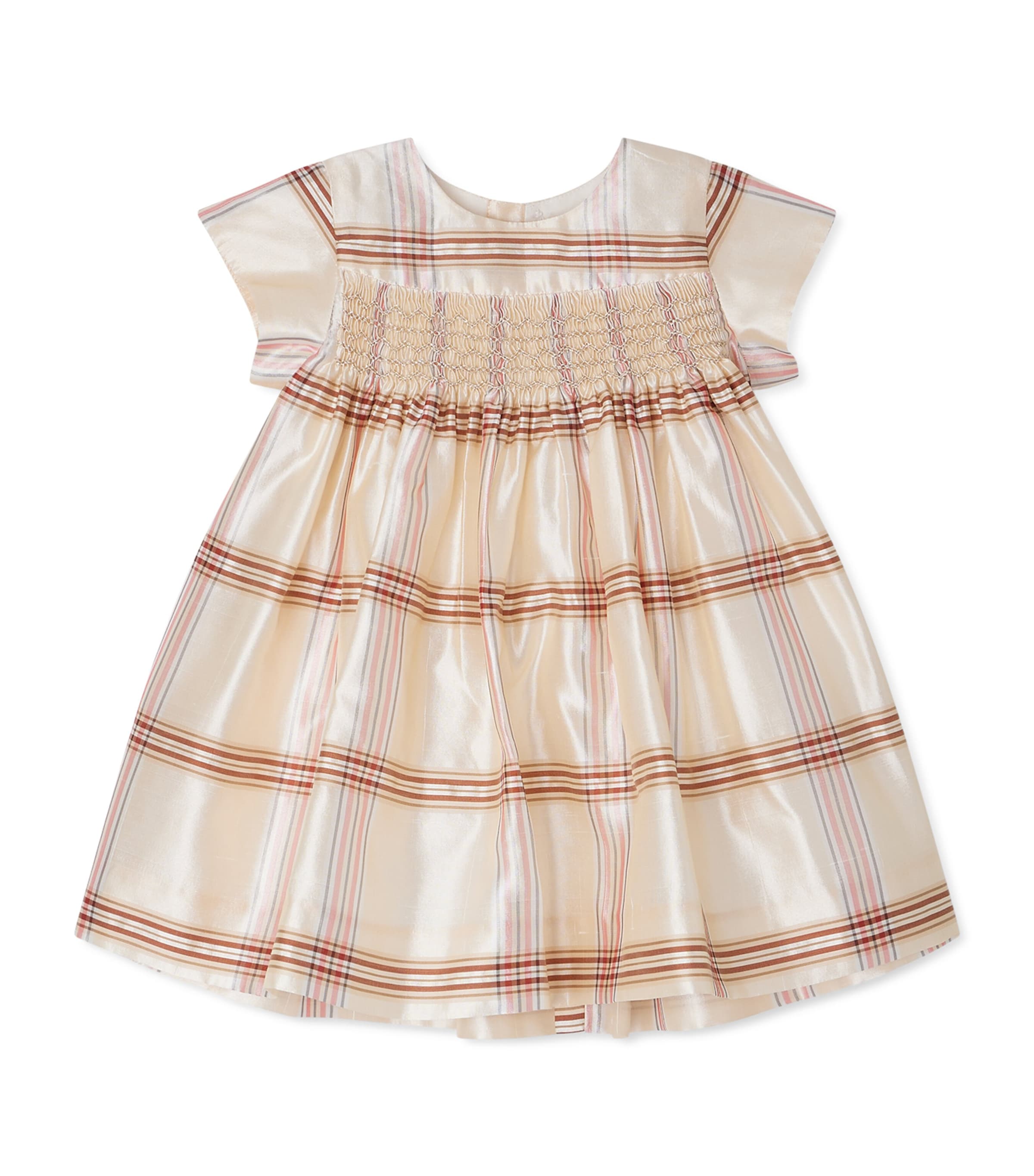 Bonpoint Kids' Silk Check Dress In White