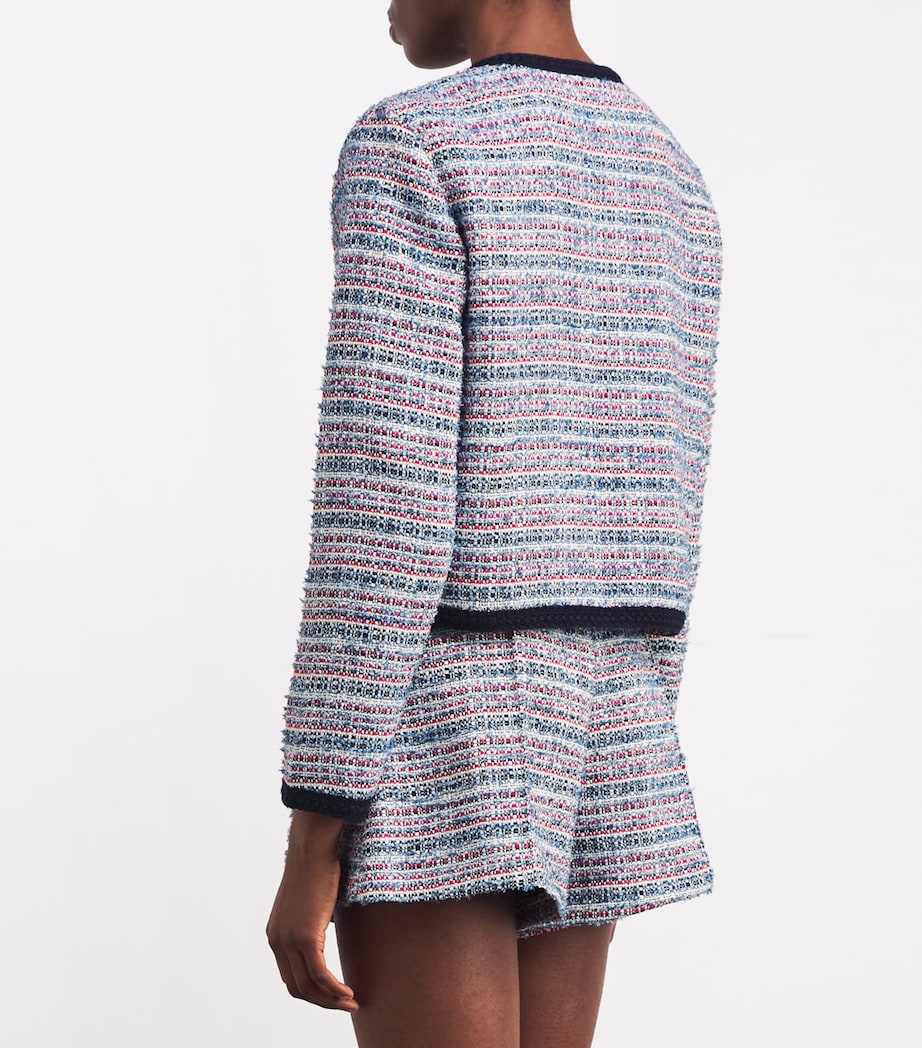 Cropped Tweed Jacket BLUE / RED Image 4