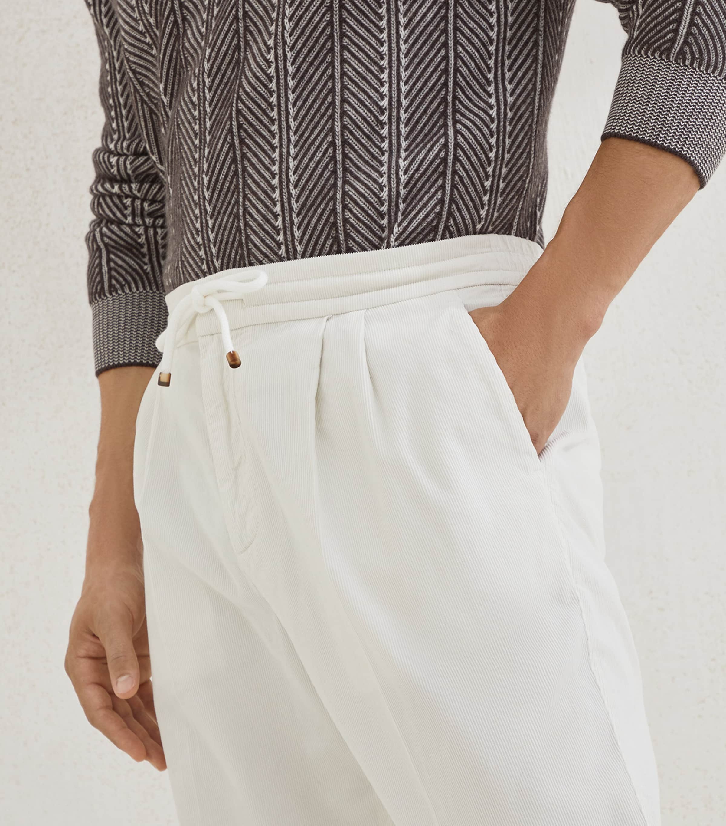 Corduroy Drawstring Leisure Fit Trousers C6007 Image 5