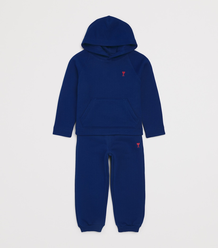 AMI Paris Cotton Ami De Coeur Hoodie (4-12 Years) : Bleu Roi Image 3