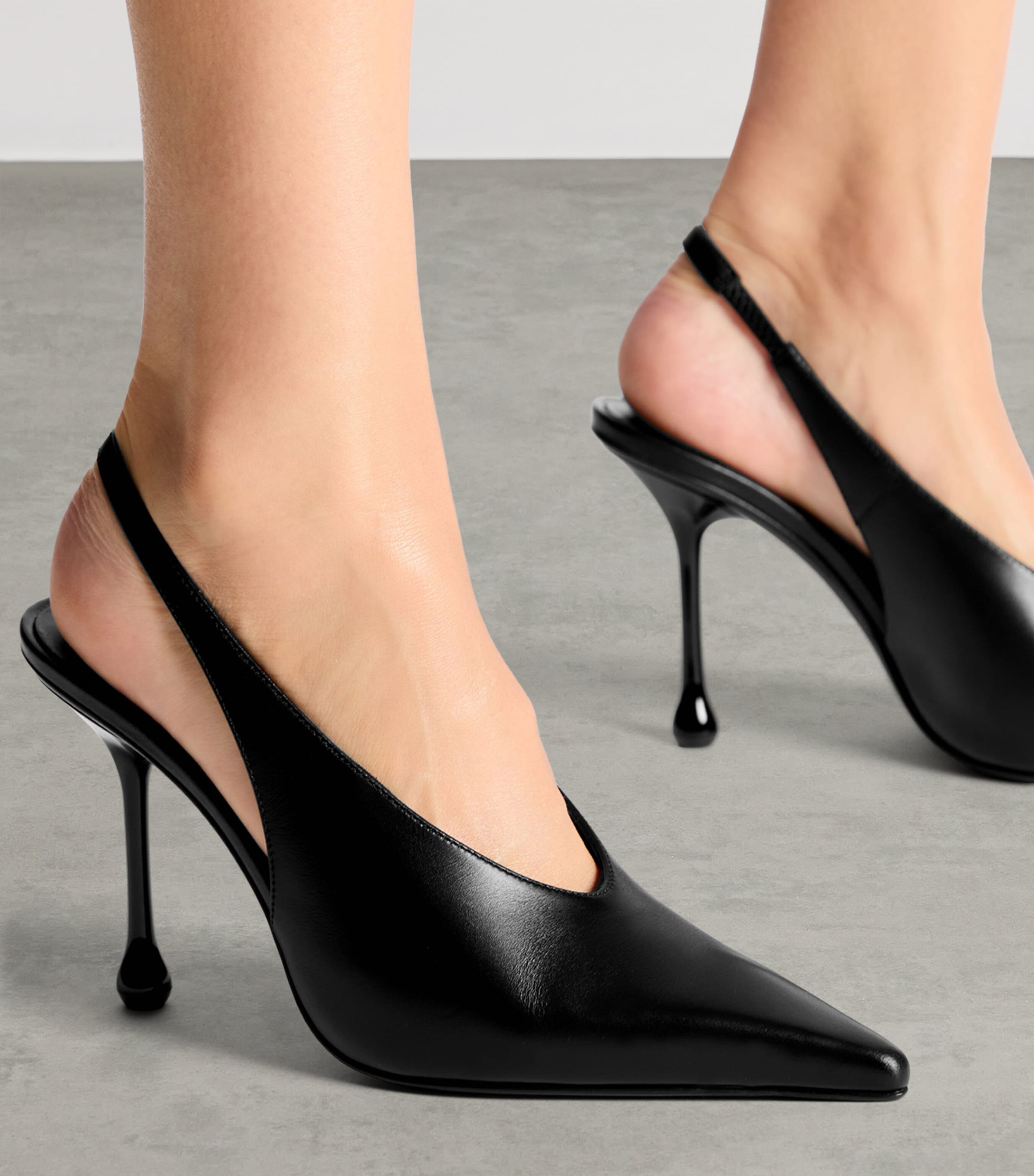 Jimmy Choo Isa 95 Leather Slingback Pumps Black Image 2