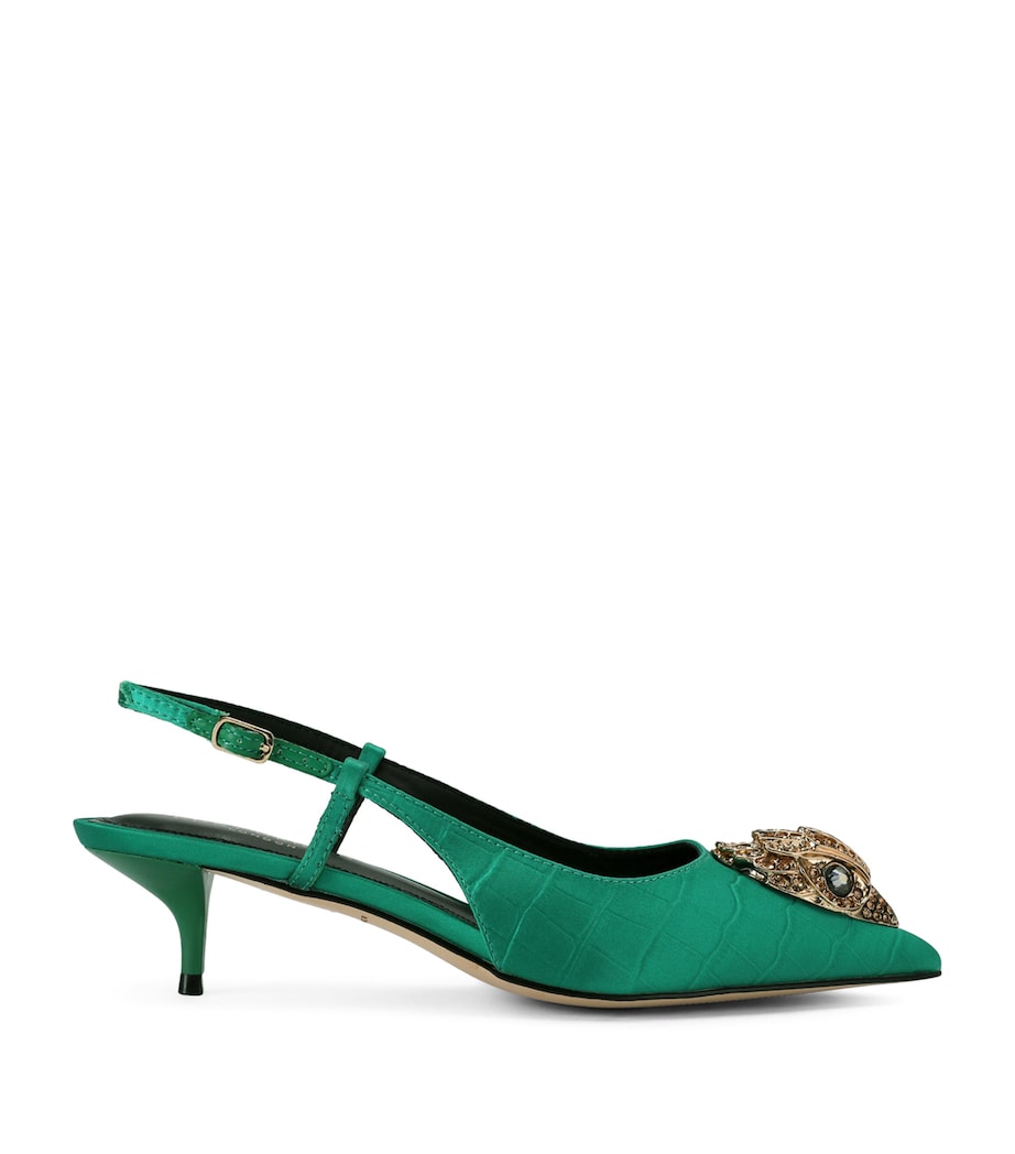 Kurt Geiger London Satin Belsize Slingbacks Green Image 1