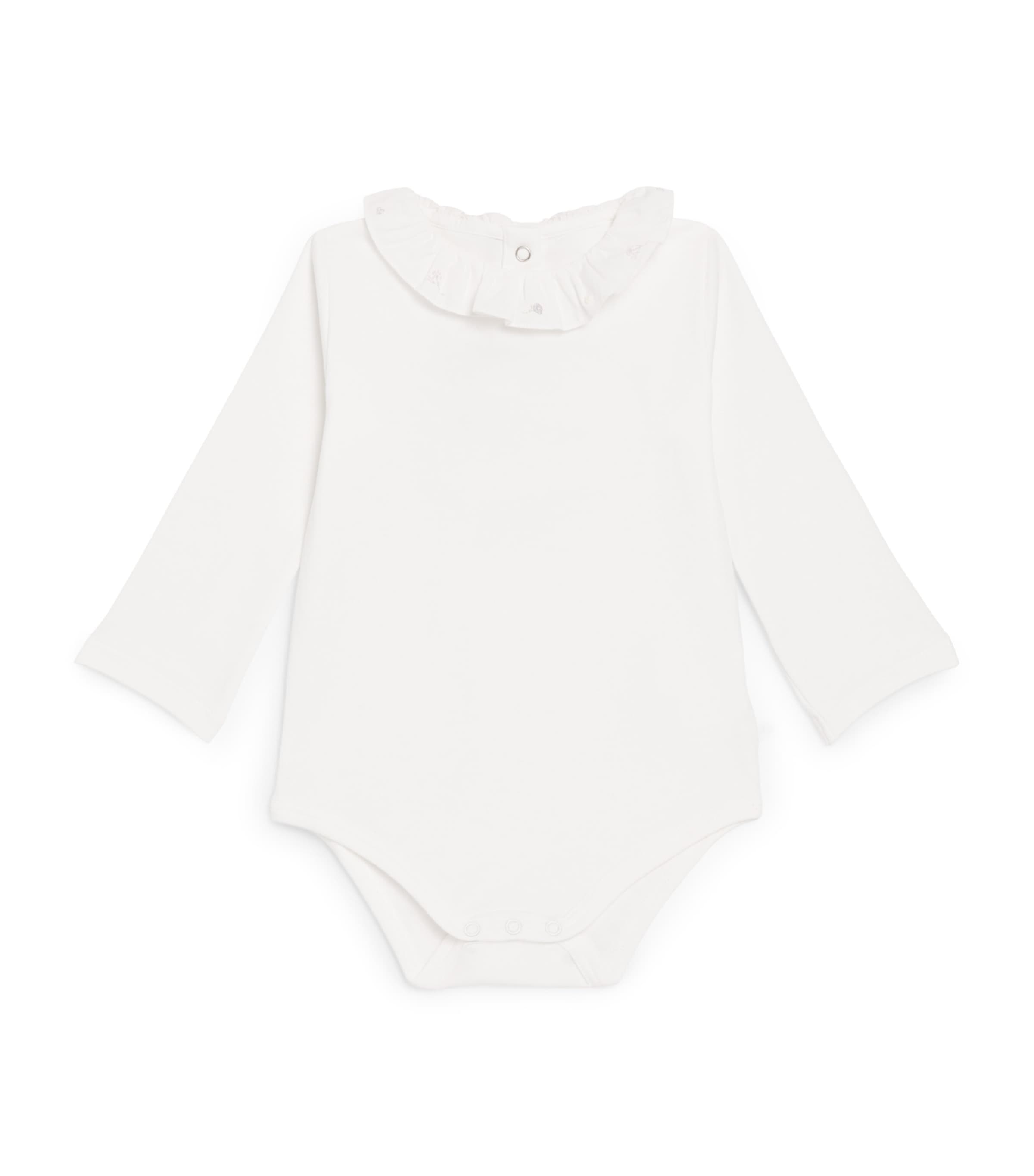 Marie-Chantal Pima Cotton Athena-Embroidery Bodysuit (0-24 Months) White/lilac Image 1