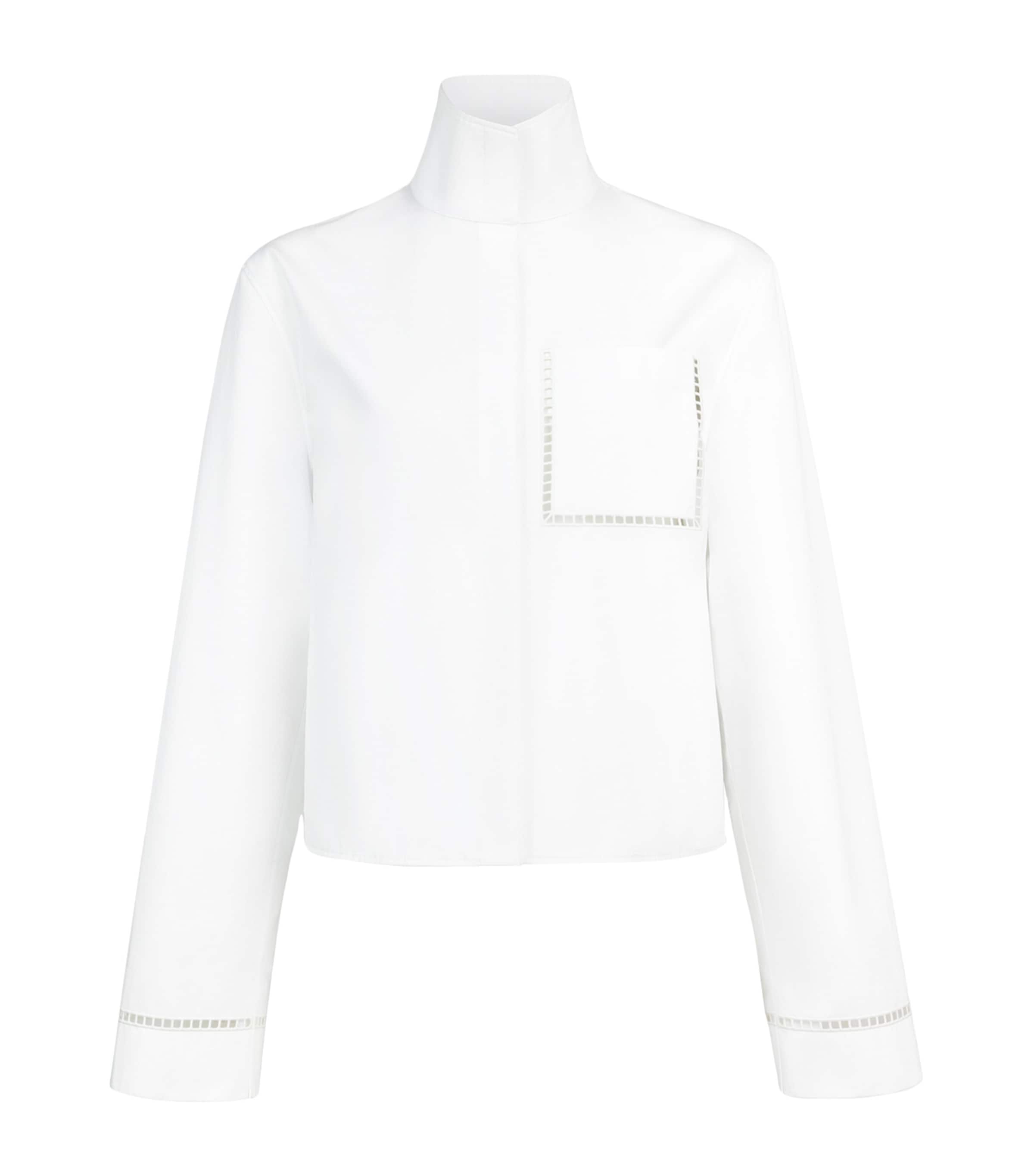 Alaïa Cotton Funnel-Neck Shirt White