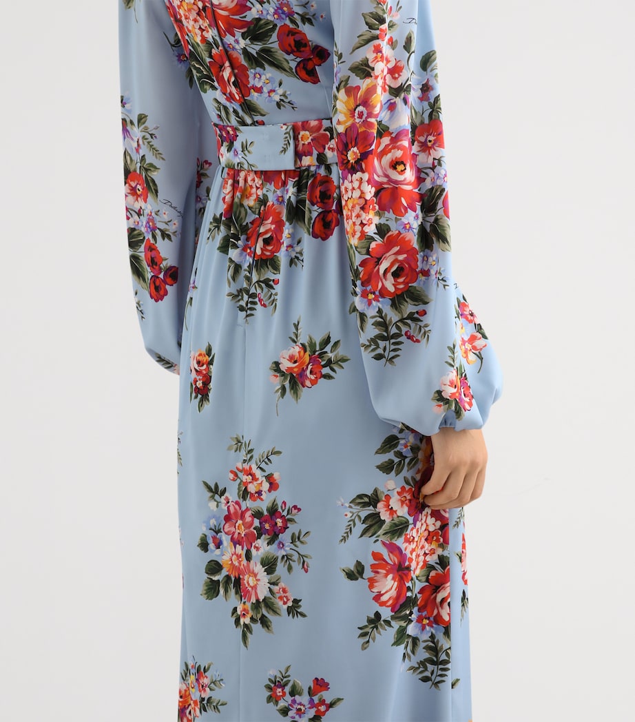 Dolce&Gabbana Womens Silk Bouquet Print Maxi Dress Mazz Image 5
