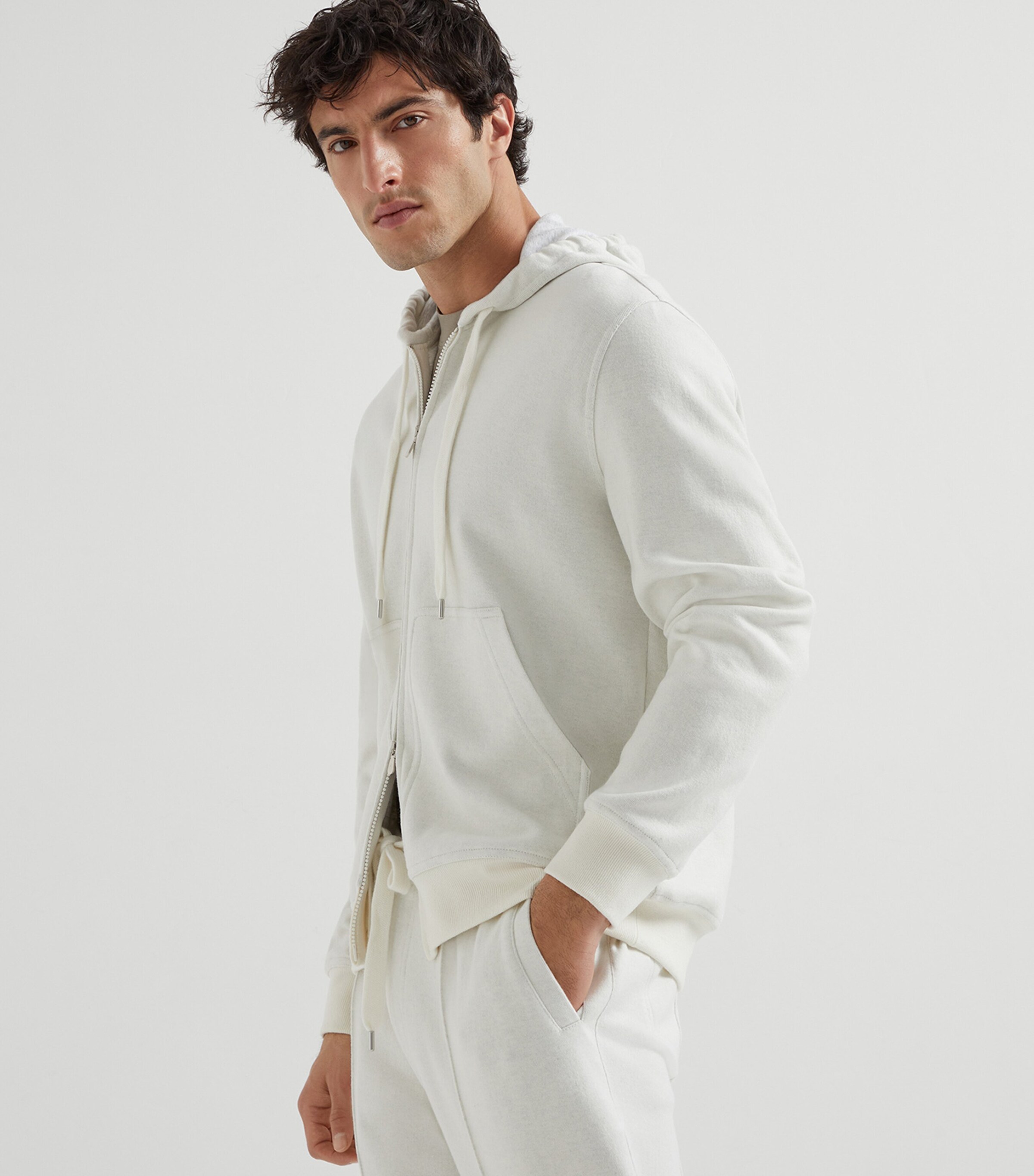 Cashmere-Terry Cotton Zip-Up Hoodie C387 Image 2