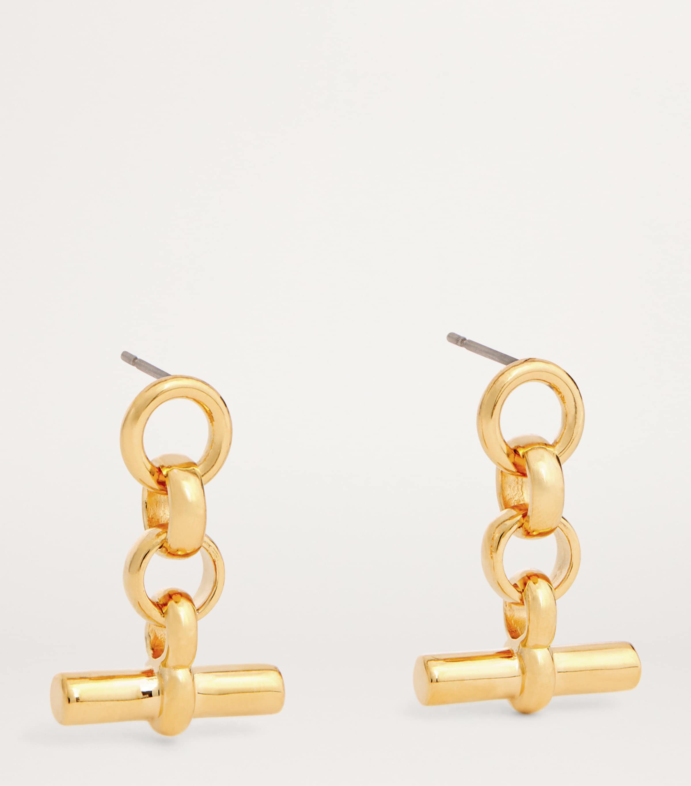 TILLY SVEAAS Gold-Plated T-Bar Drop Earrings Gold Image 3