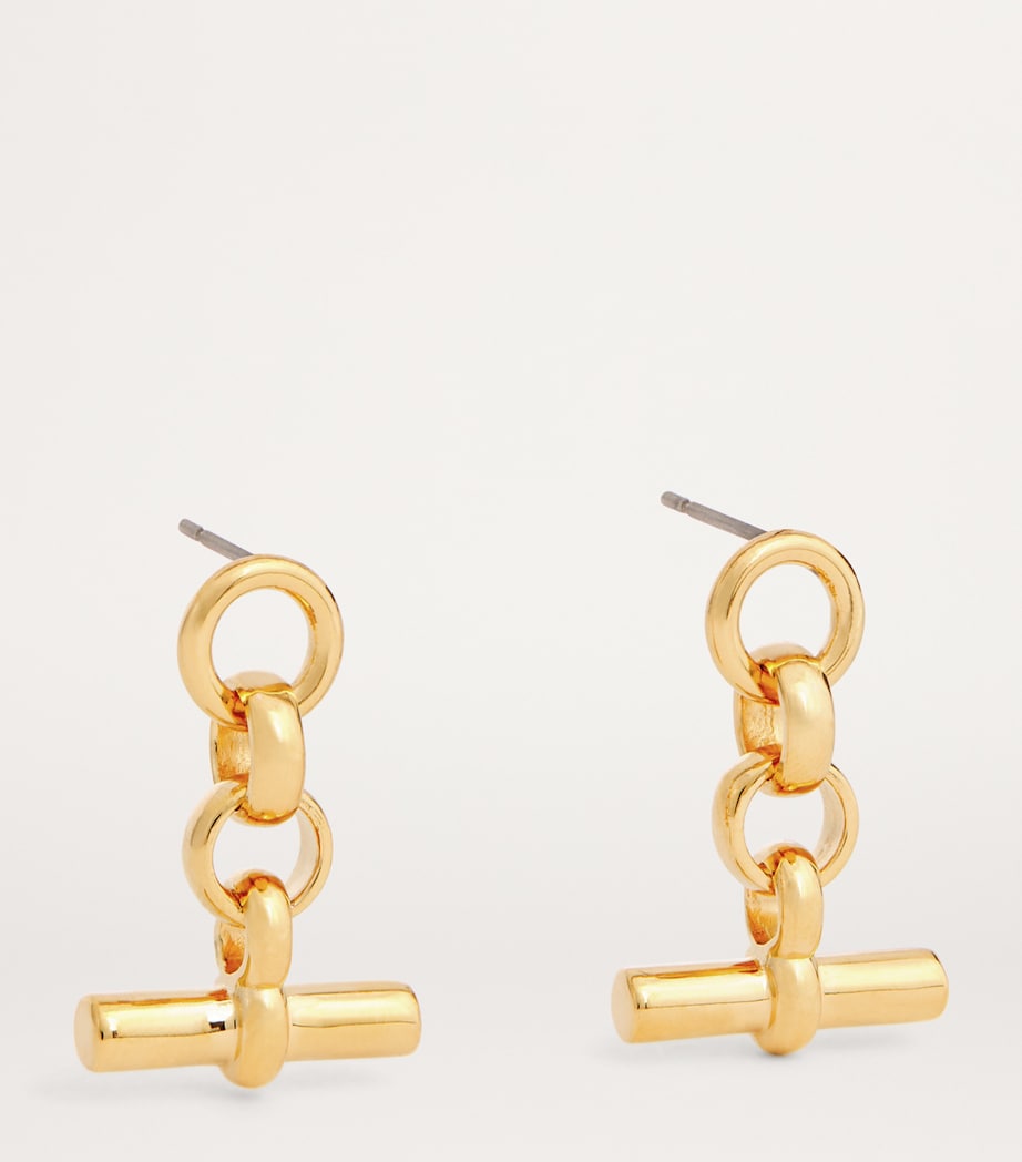 TILLY SVEAAS Gold-Plated T-Bar Drop Earrings Gold Image 3