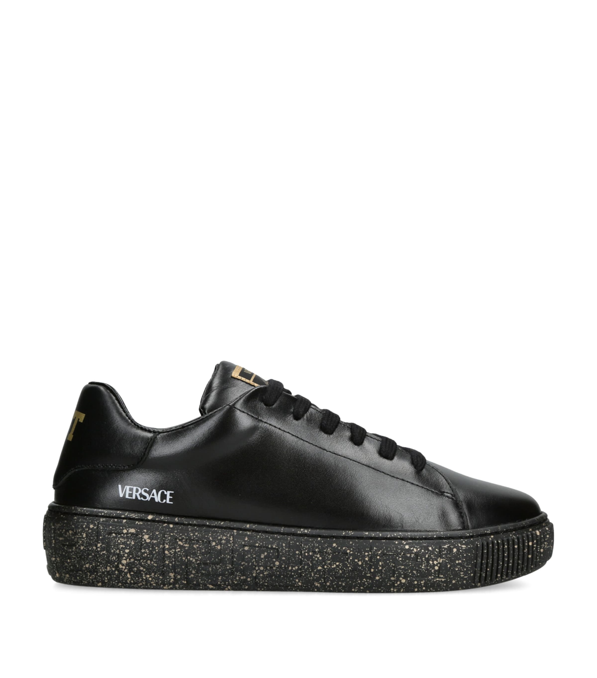 Versace Leather Eco Sneakers In Black