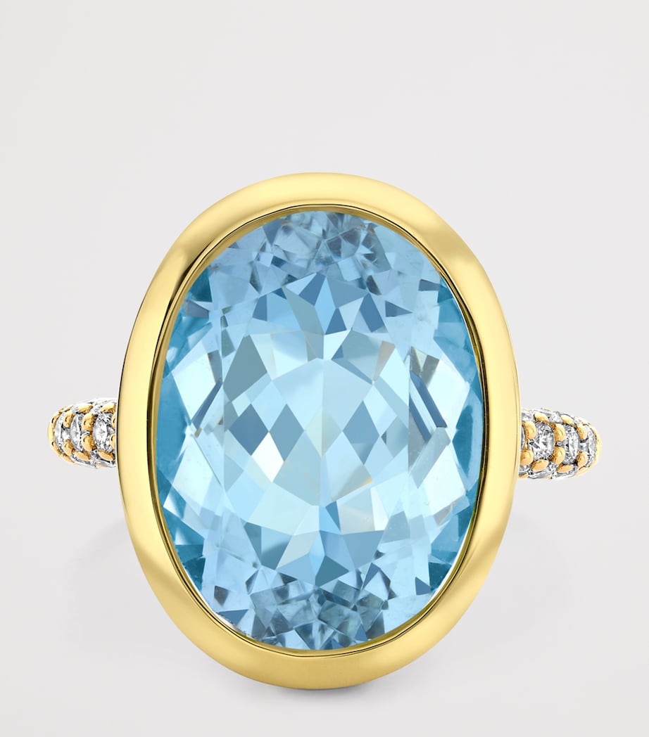 Boodles Yellow Gold, Diamond and Aquamarine Dolce Vita Oval Ring Yellow Gold Image 2