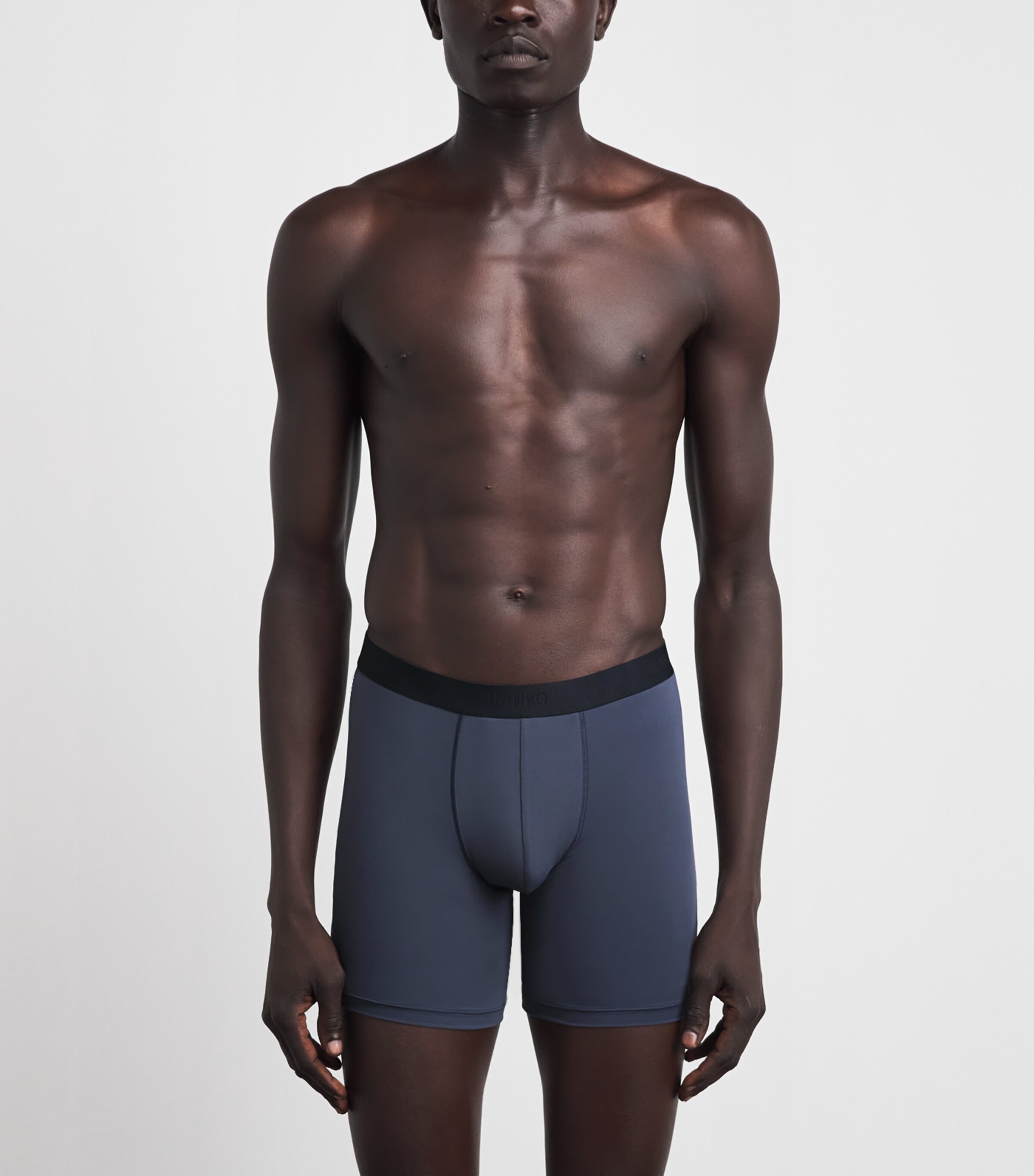 Hanro Mens Micro-Touch Shortleg Boxer Briefs Stormy Gre Image 2