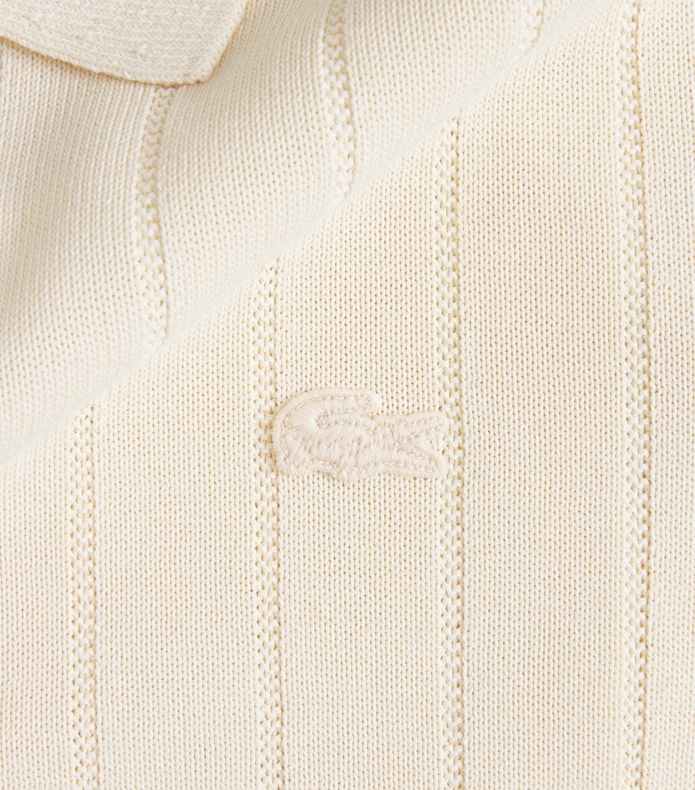Lacoste Mens Rib-Knit Polo Shirt Cream Image 6