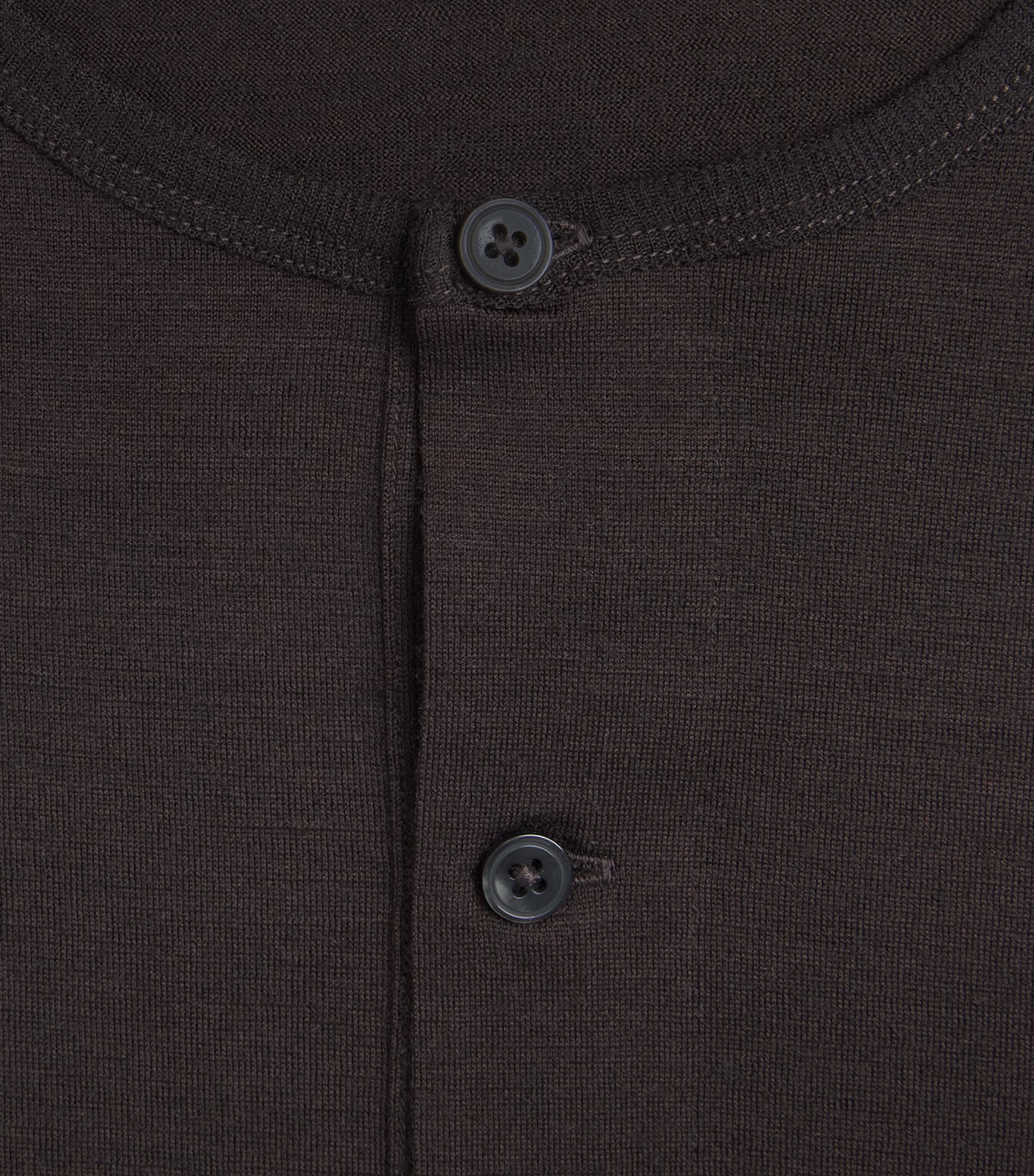 Studio Nicholson Mens Wool Henley T-Shirt Black Grape Image 6