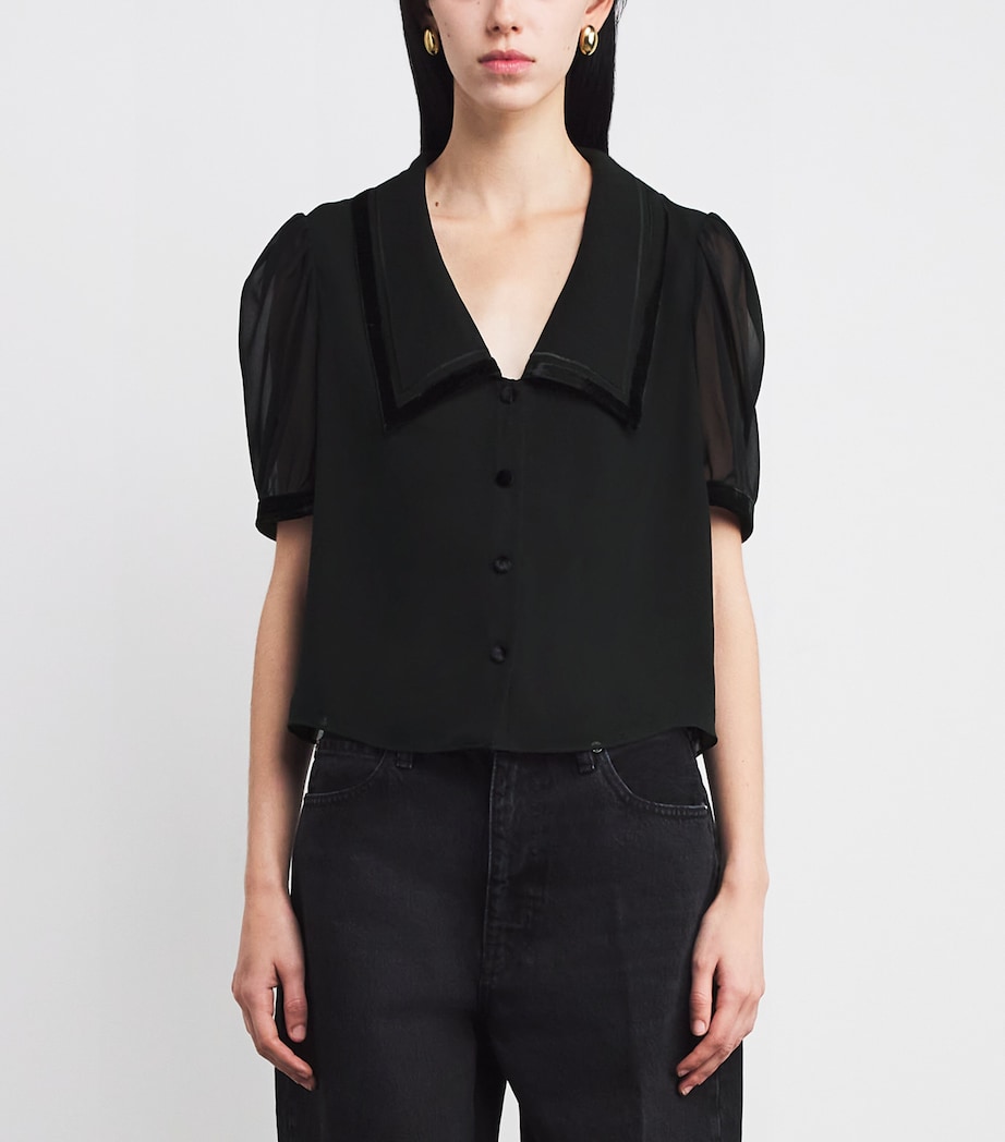 The Silk Sailor Blouse BLACK Image 3