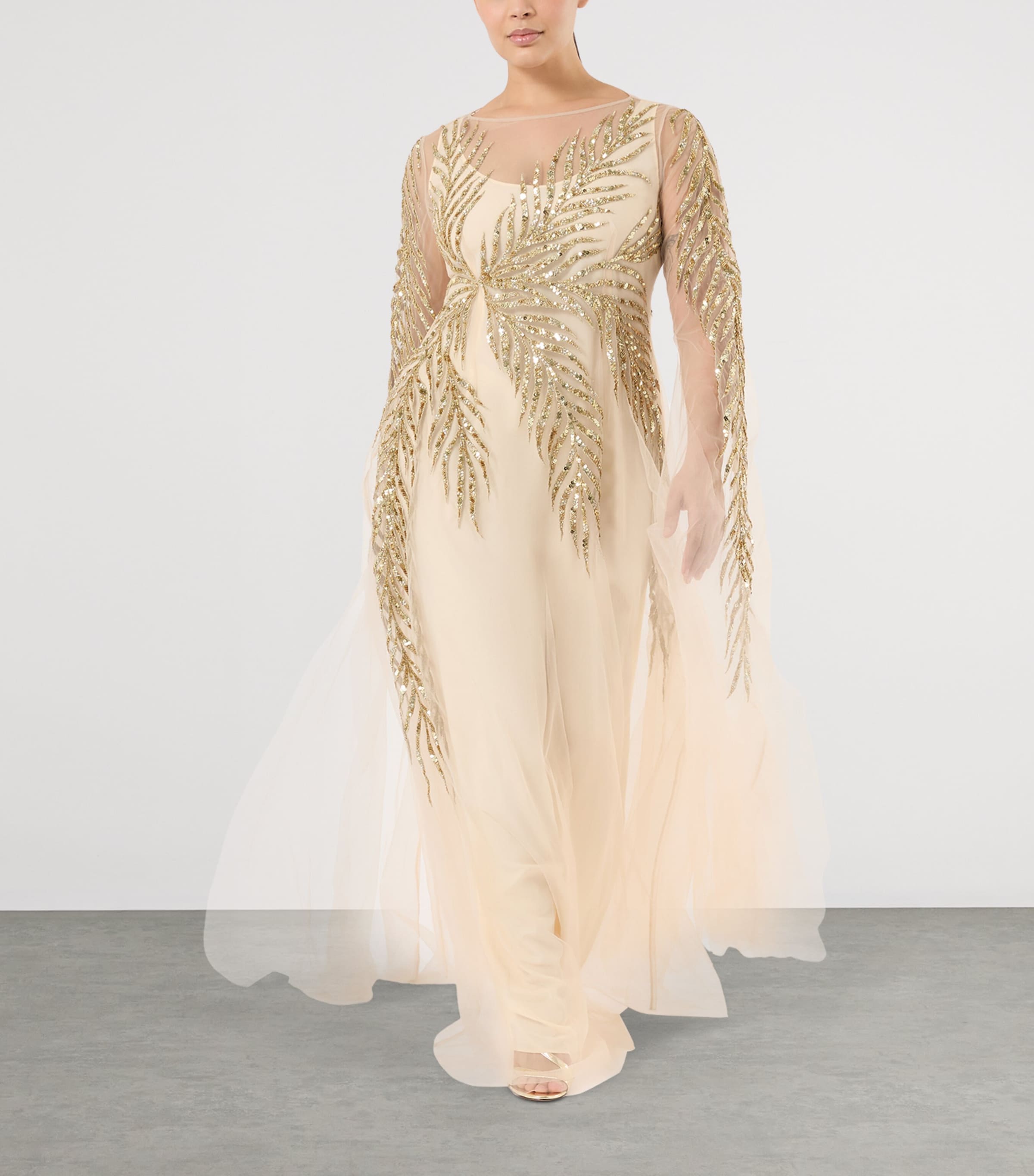 Marina Rinaldi Womens x Tony Ward Embellished Maxi Dress and Cape White Image 2