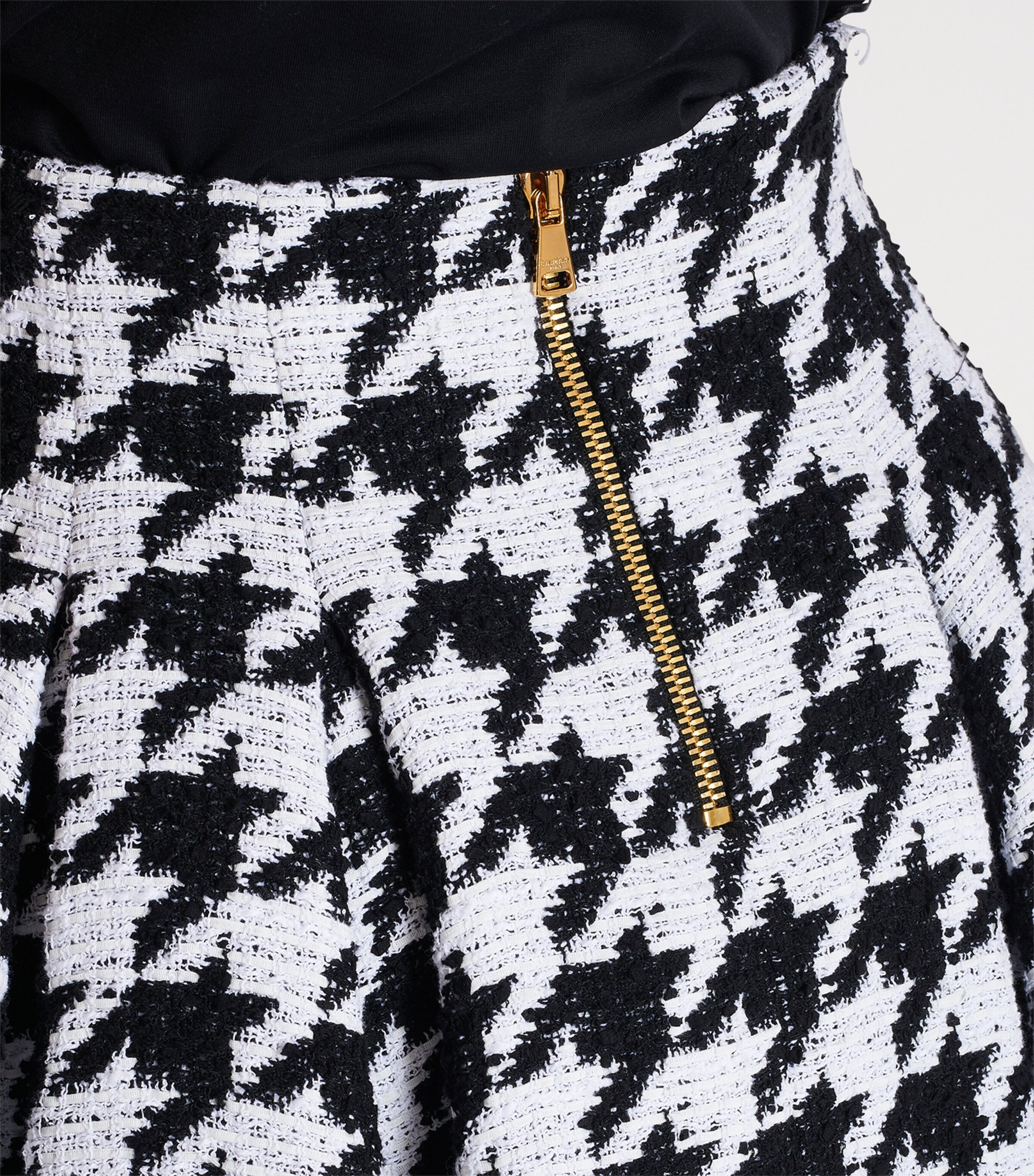 Tweed Pleated Mini Skirt GAB BLANC/NOIR Image 8