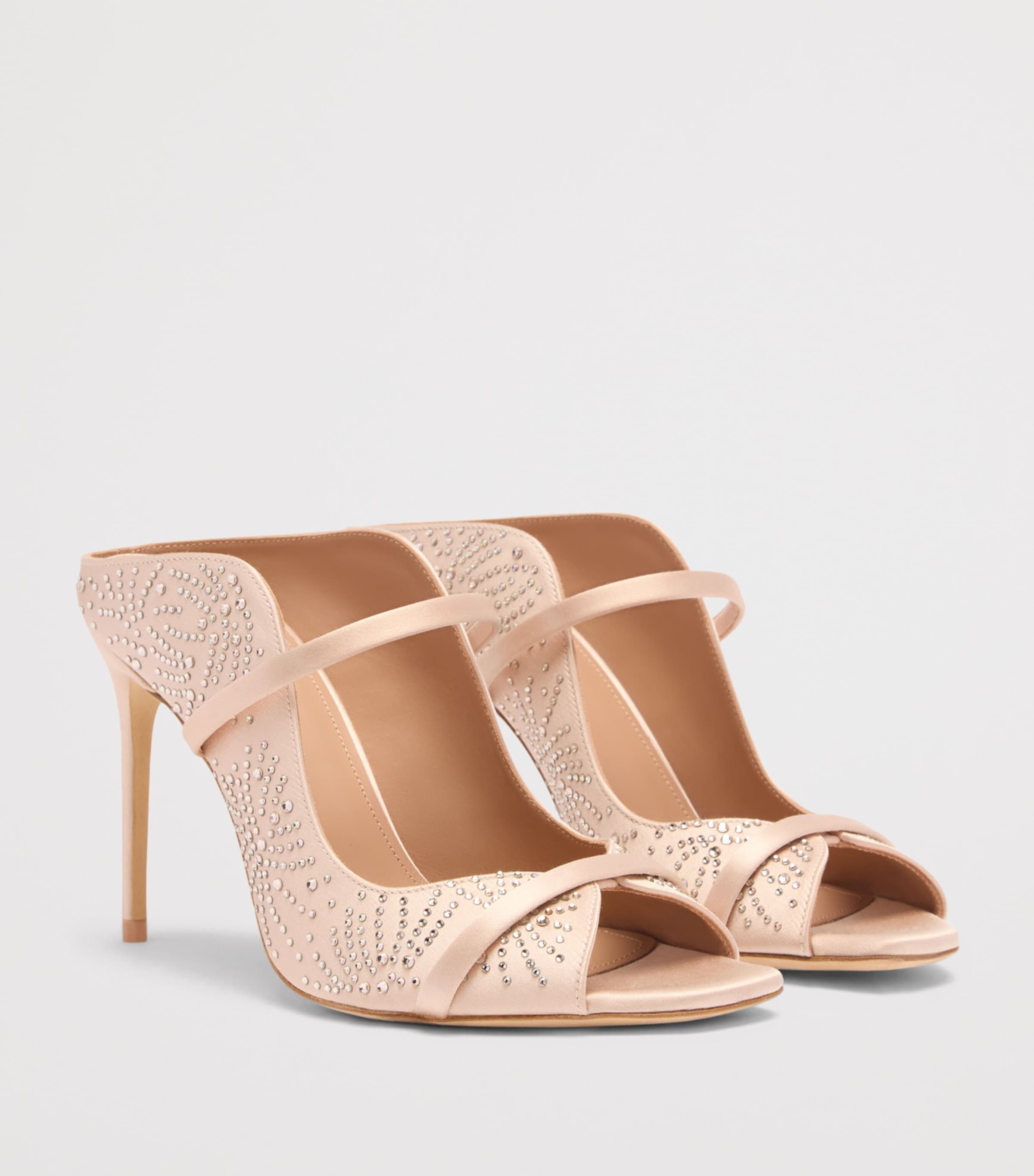 Malone Souliers Satin Crystal-Embellished Noah Heeled Sandals 90 Champagne Image 3