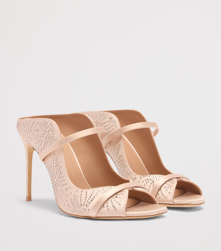 Malone Souliers Satin Crystal-Embellished Noah Heeled Sandals 90 Champagne Image 3