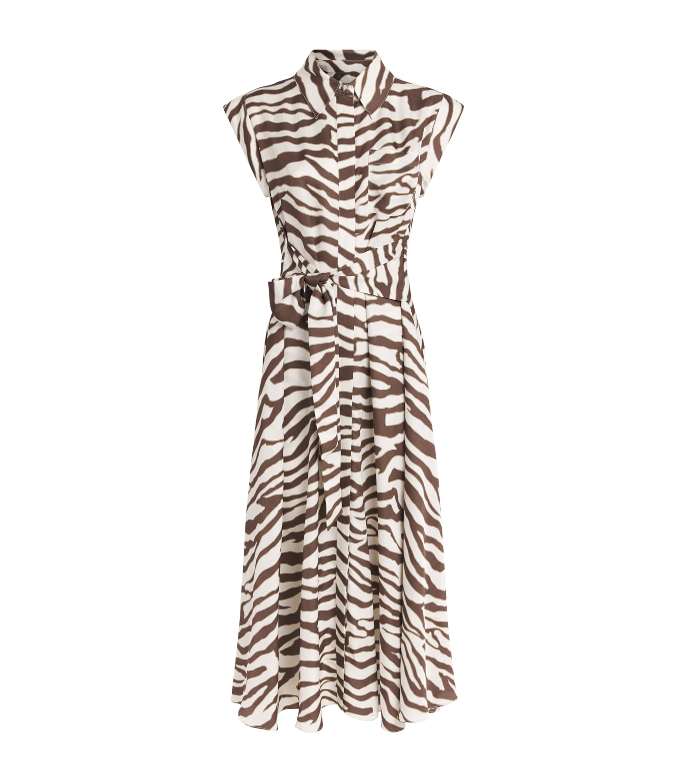 Toccin Womens Zebra Serena Midi Shirt Dress Natural Zebra Image 1