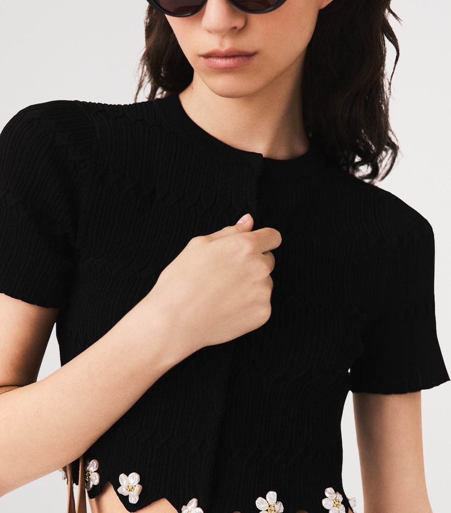 Maje Womens Short-Sleeve Daisy Cardigan Black Image 7