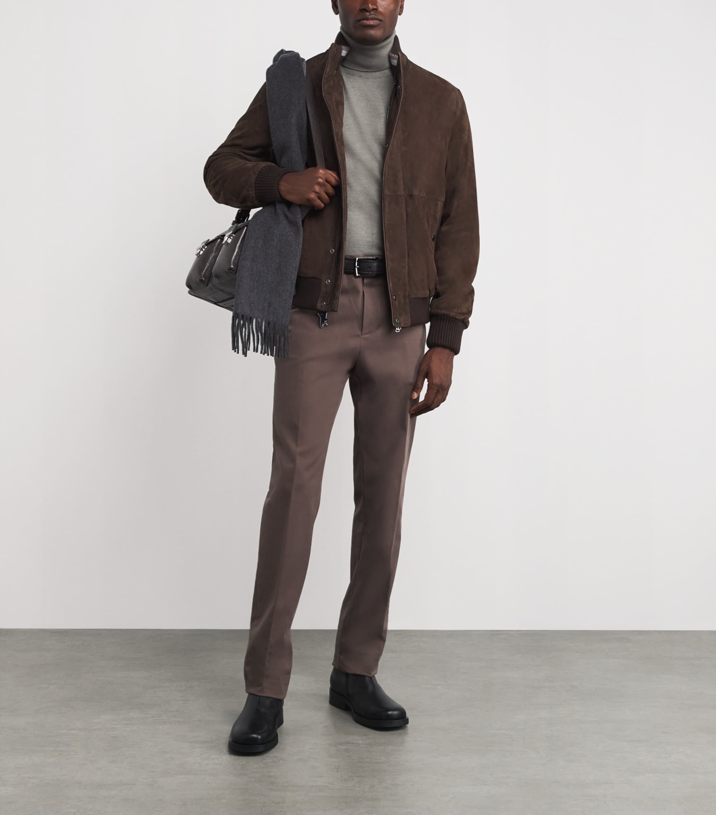 Aqualeather Suede Bomber Jacket 696CHESTNUT BROWN Image 2