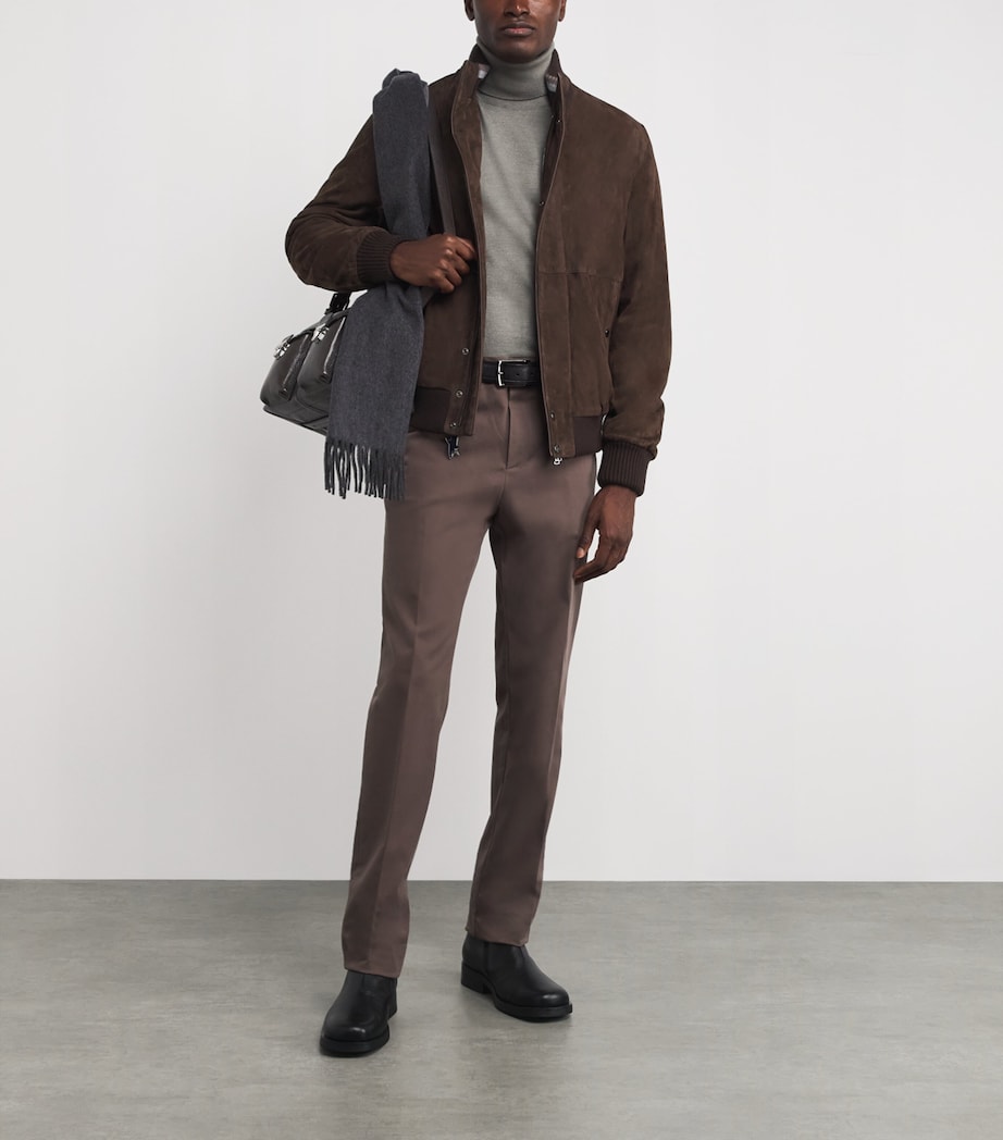 Aqualeather Suede Bomber Jacket 696CHESTNUT BROWN Image 2