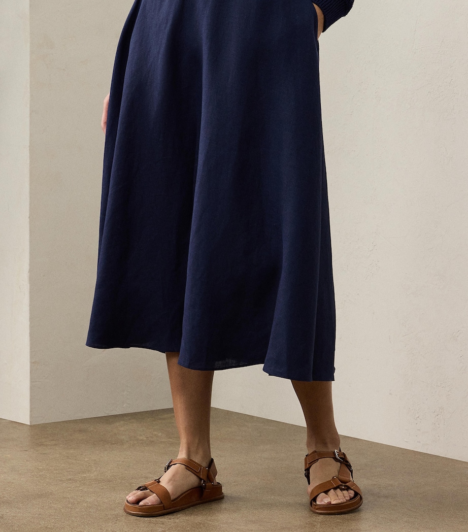 Linen Erica Midi Skirt LUX NAVY Image 2