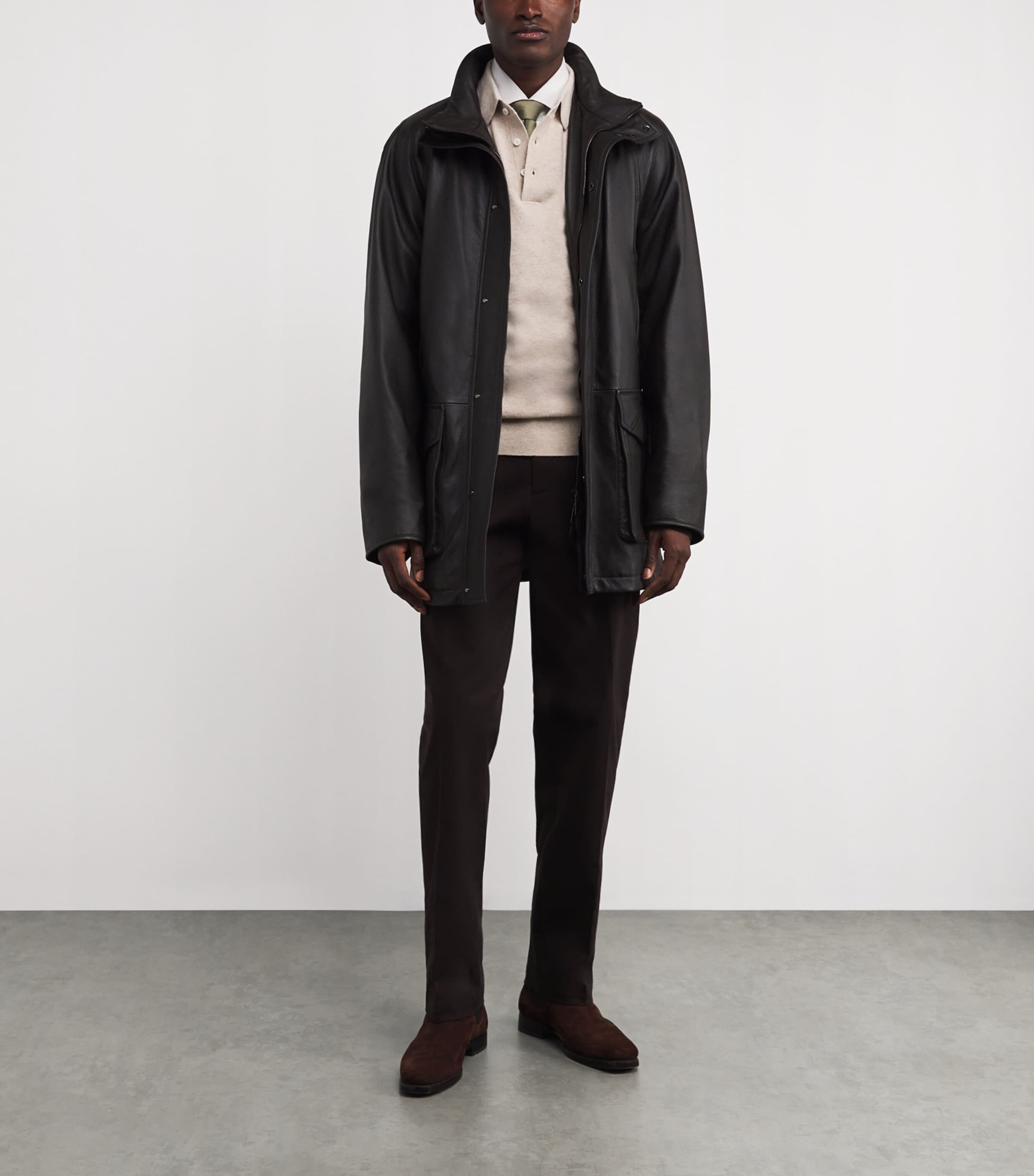 Deerskin Raglan Field Coat DARK BROWN Image 2