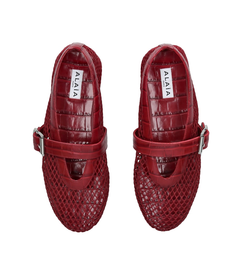 Alaïa Leather Mesh Ballet Flats Wine Image 4